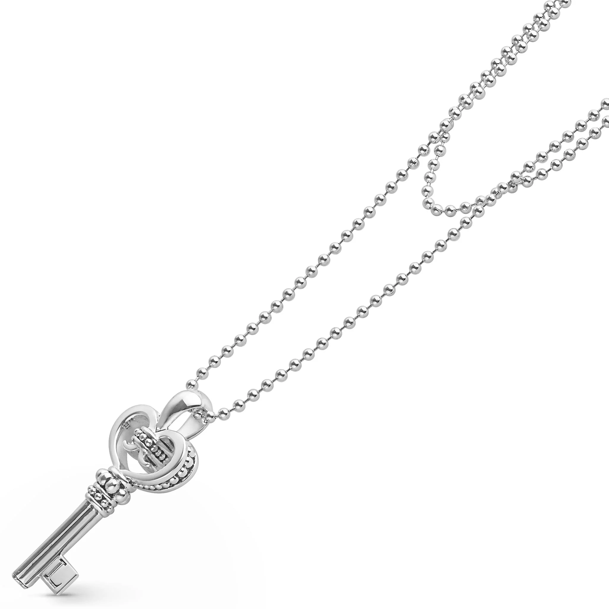 Signature Caviar Silver Key Pendant Necklace - Image 4