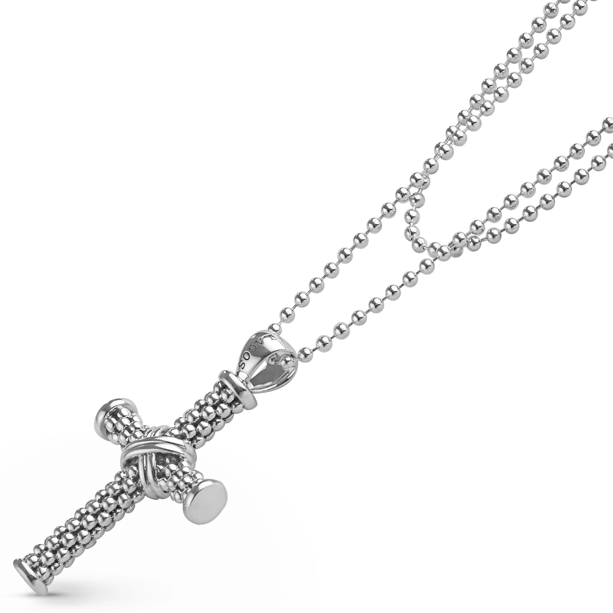 Signature Caviar Caviar Beaded Cross Pendant Necklace - Image 4