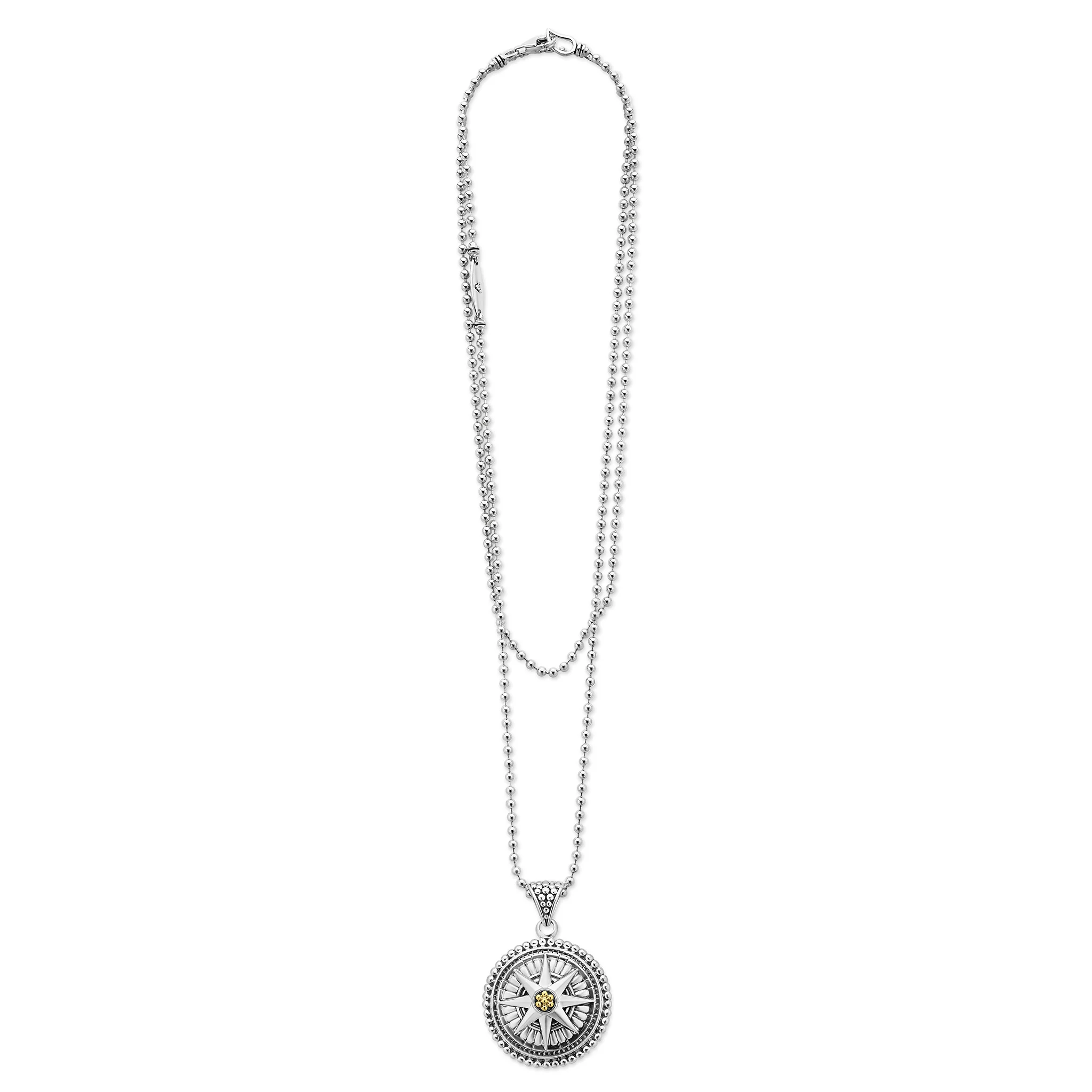 Signature Caviar Compass Pendant Necklace - Image 3