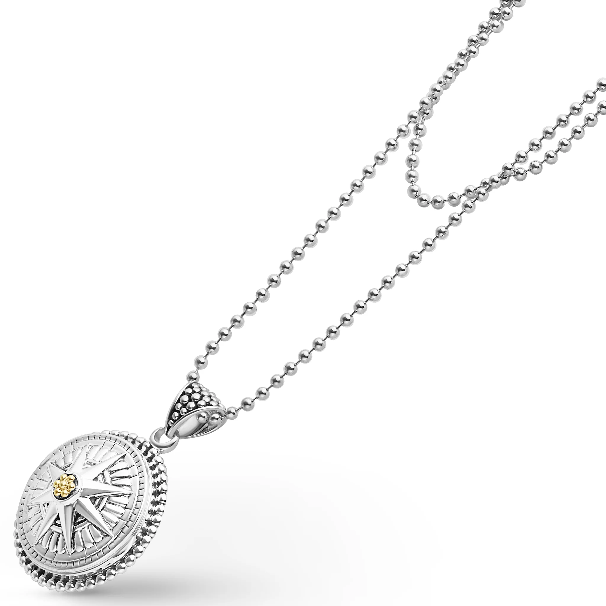 Signature Caviar Compass Pendant Necklace - Image 4
