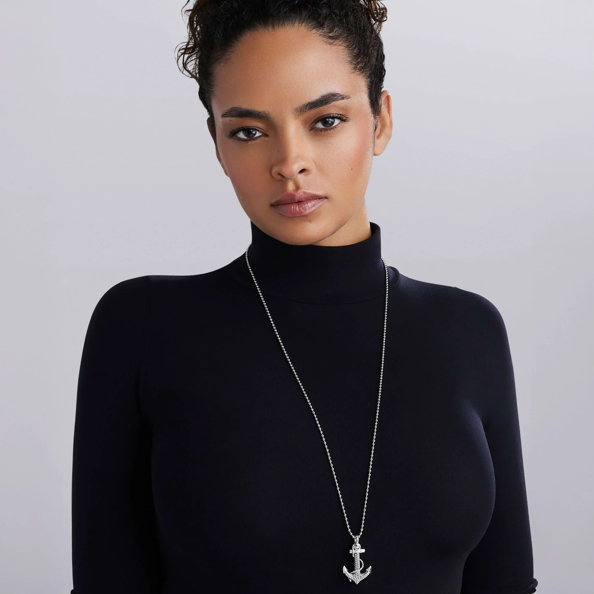 Signature Caviar Sterling Silver Anchor Pendant Necklace - Image 2