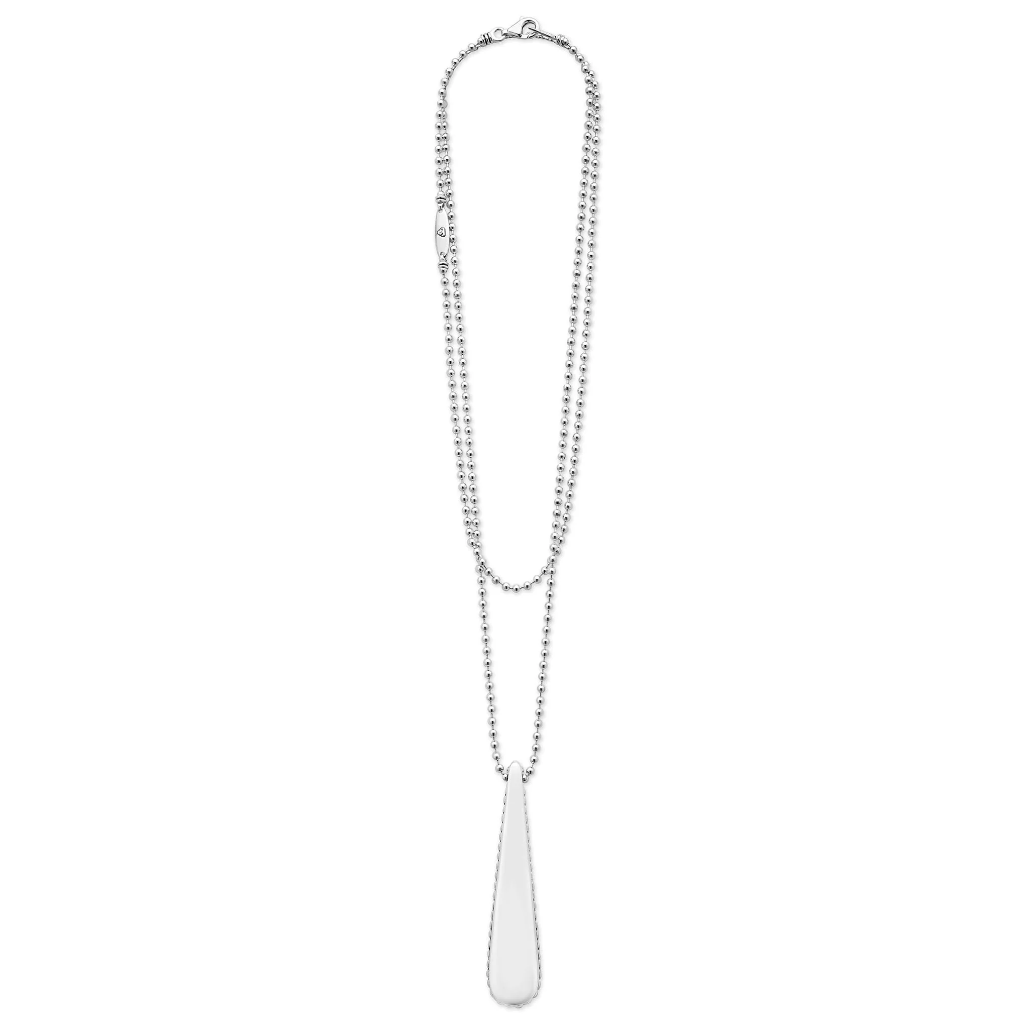 Signature Caviar Smooth Silver Drop Pendant Necklace - Image 3