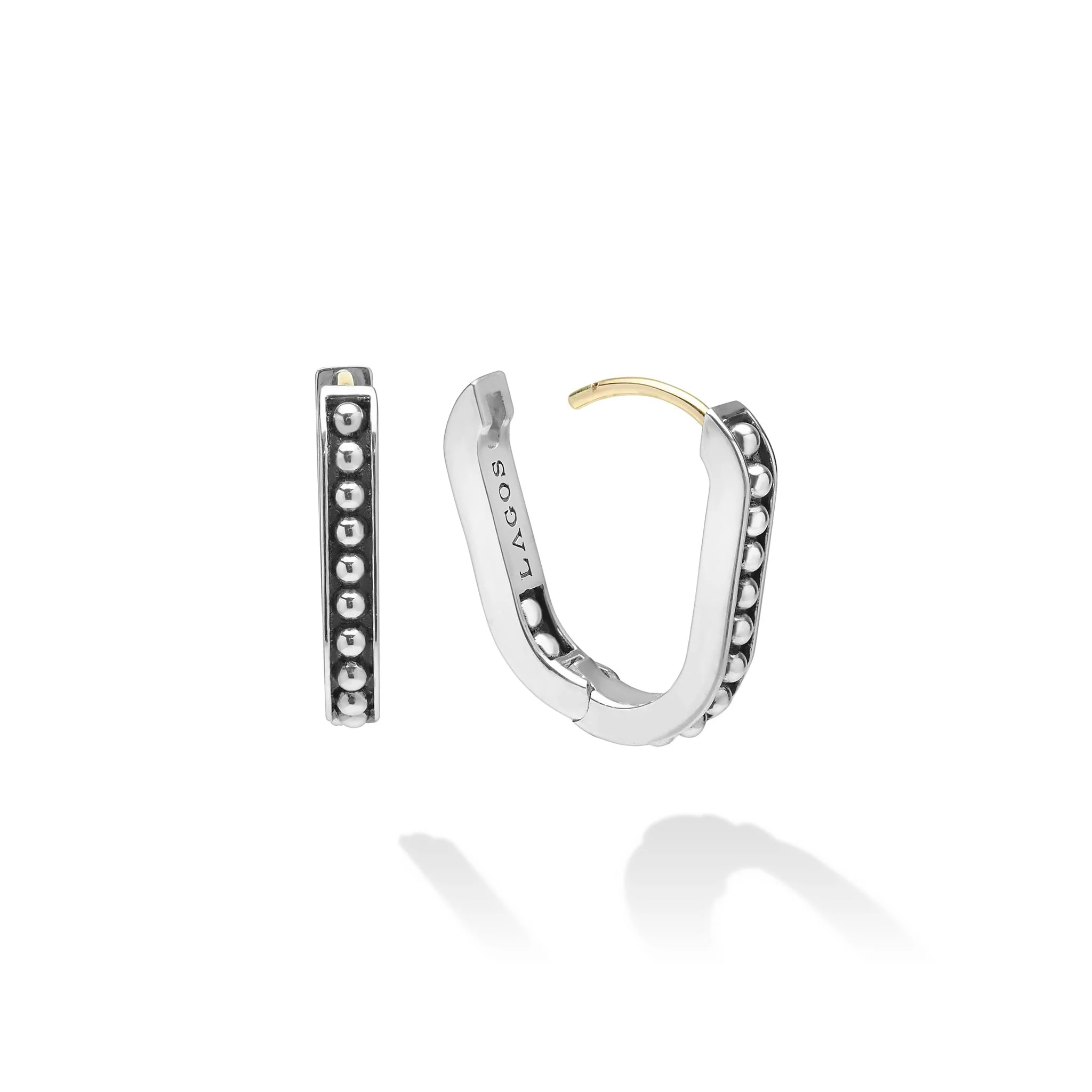 Signature Caviar Sterling Silver Caviar Beaded Oval Huggie Earring - Image 3