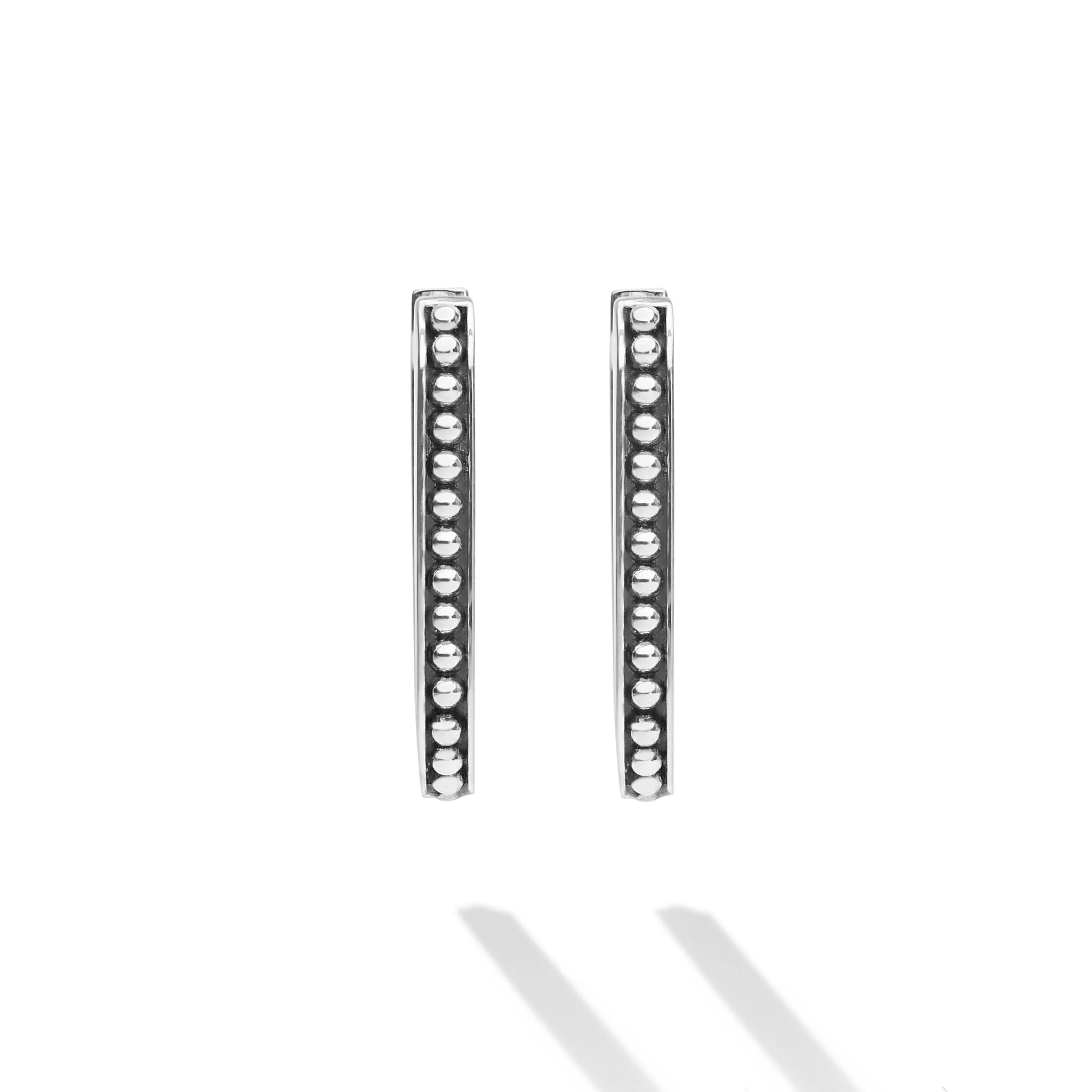 Signature Caviar Sterling Silver Beaded Linear Hoop Earrings - Image 4