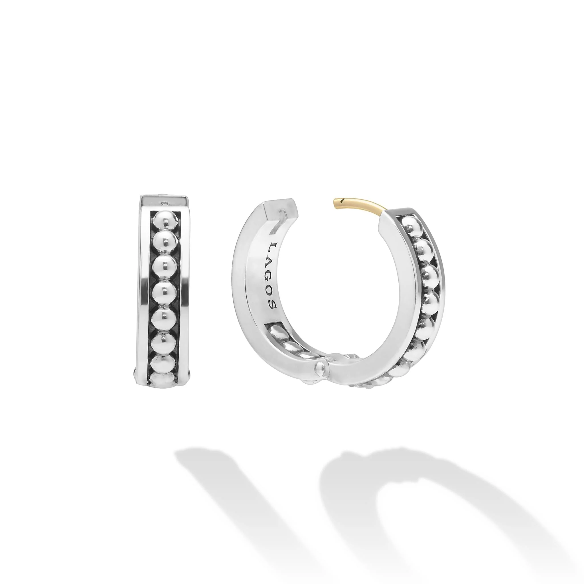 Signature Caviar Petite Sterling Silver Caviar Huggie Earrings - Image 3