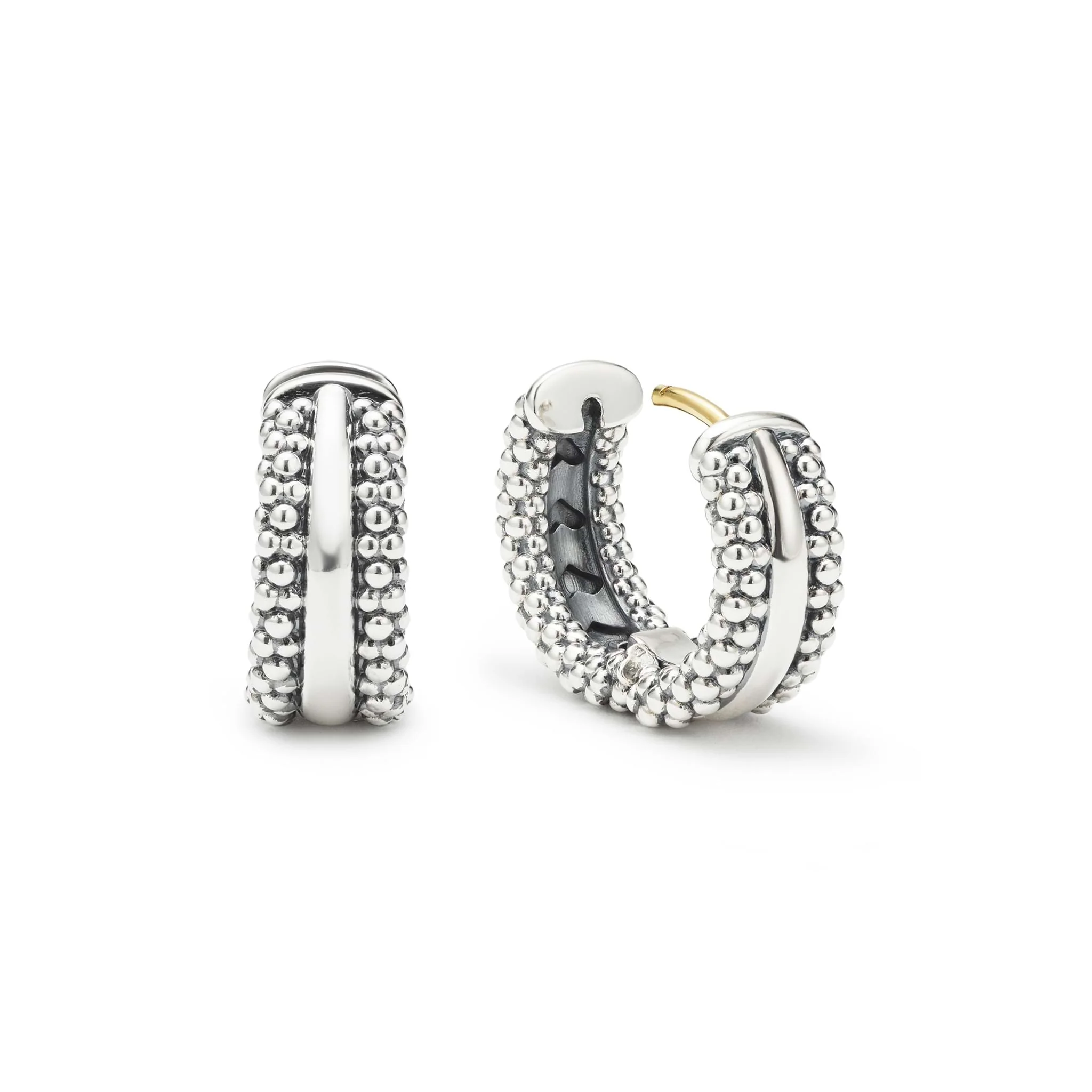 Signature Caviar Silver Caviar Beaded Huggie Earrings - Image 3