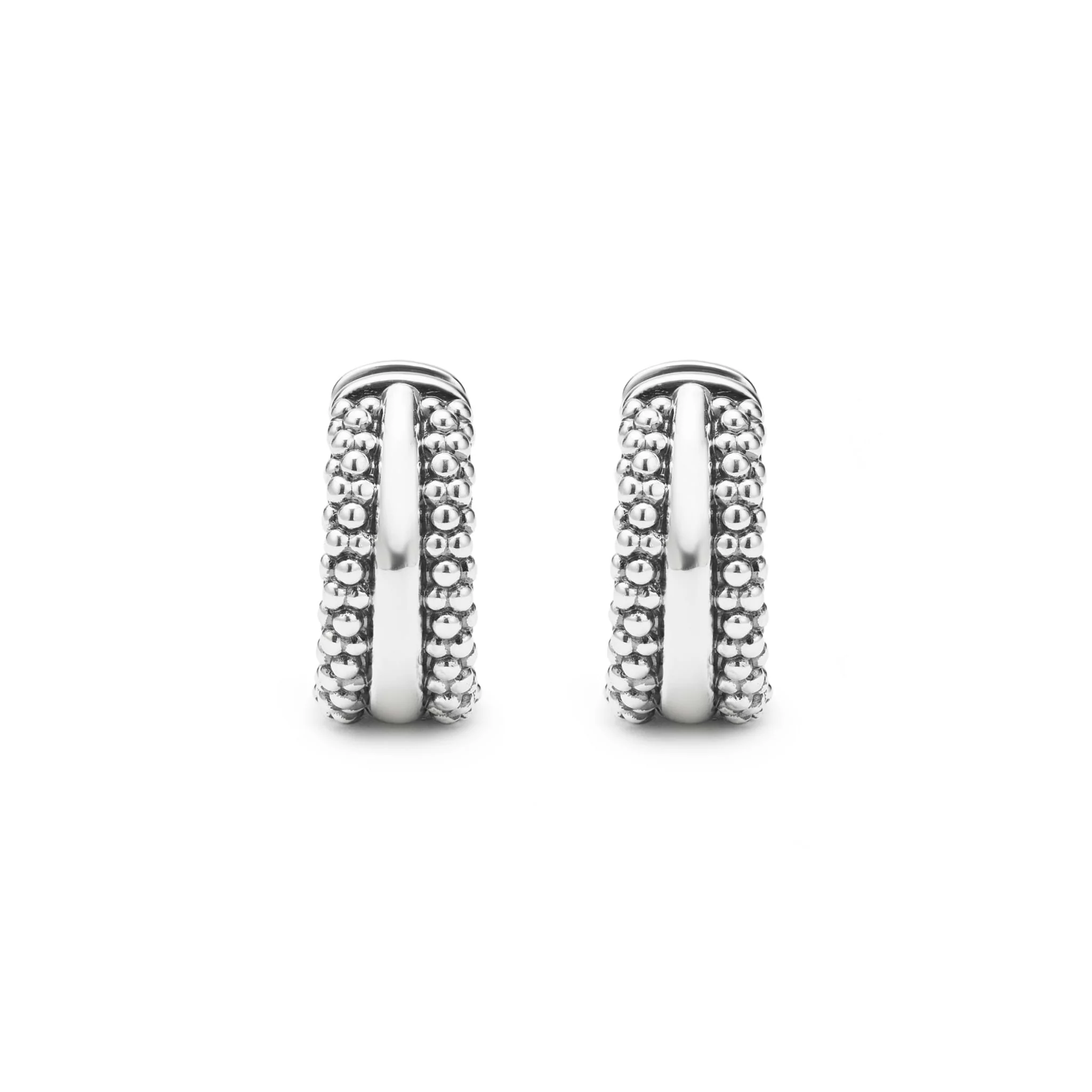 Signature Caviar Silver Caviar Beaded Huggie Earrings - Image 4