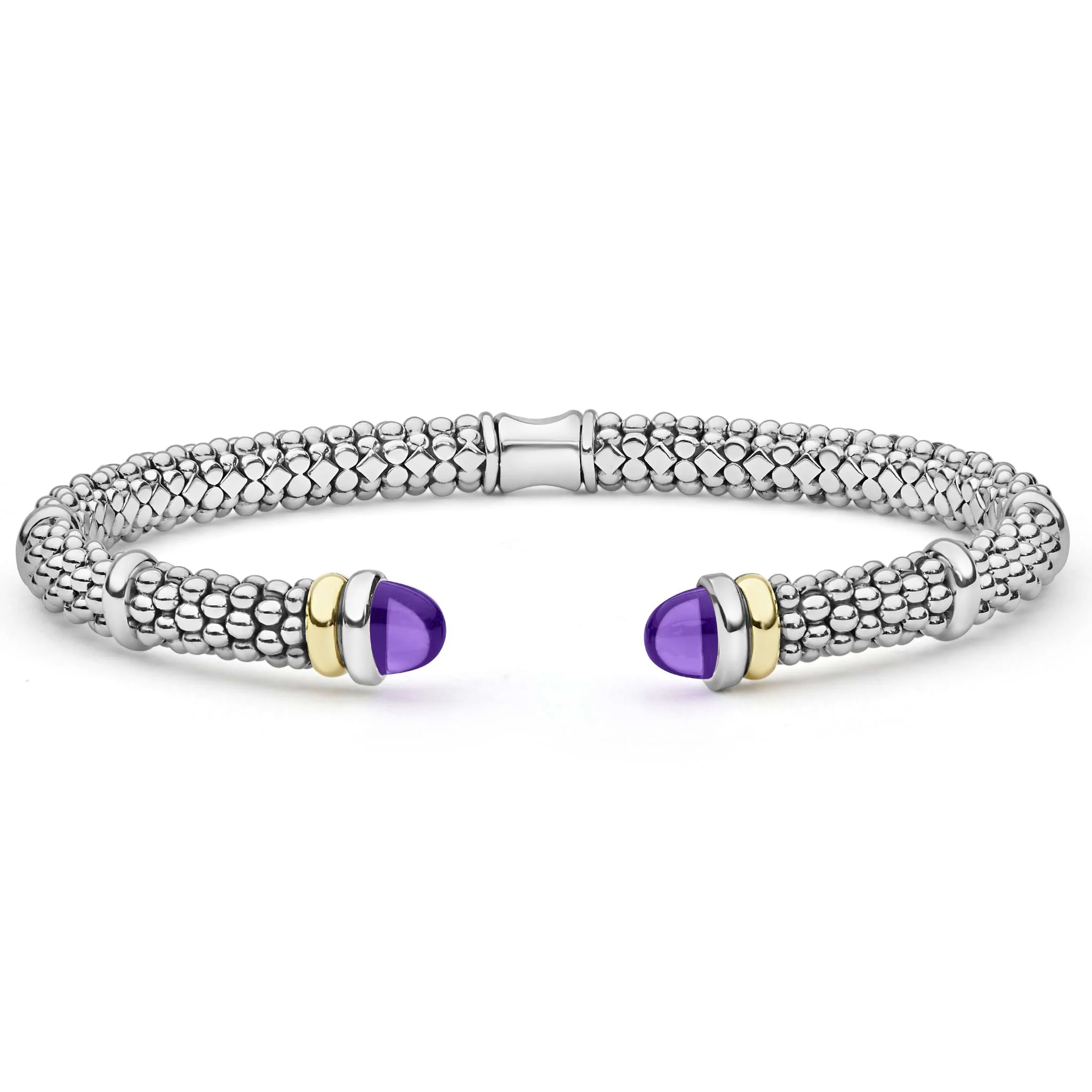 Signature Caviar Two-Tone Amethyst Versa Torque Bracelet | 5mm