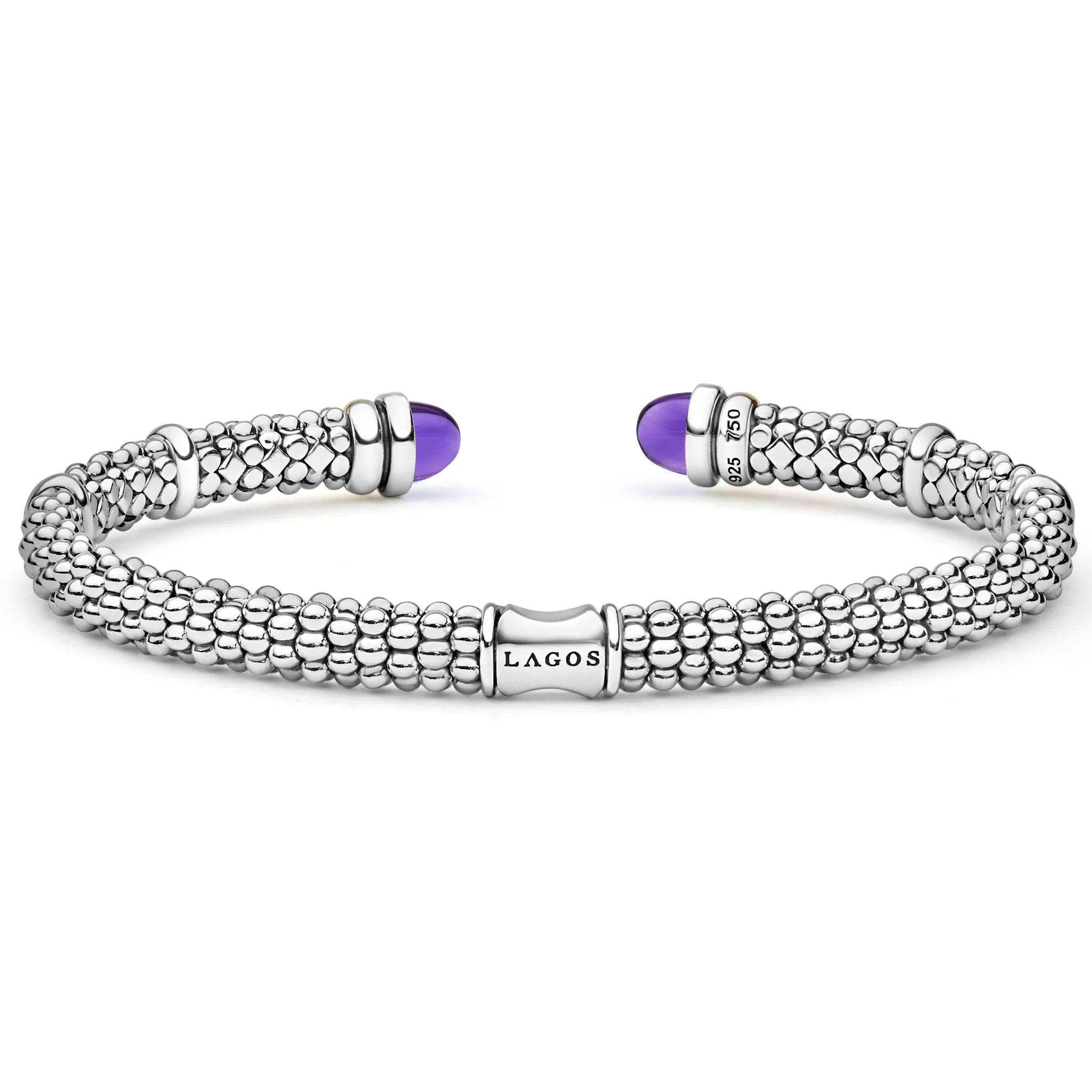 Signature Caviar Two-Tone Amethyst Versa Torque Bracelet | 5mm - Image 2