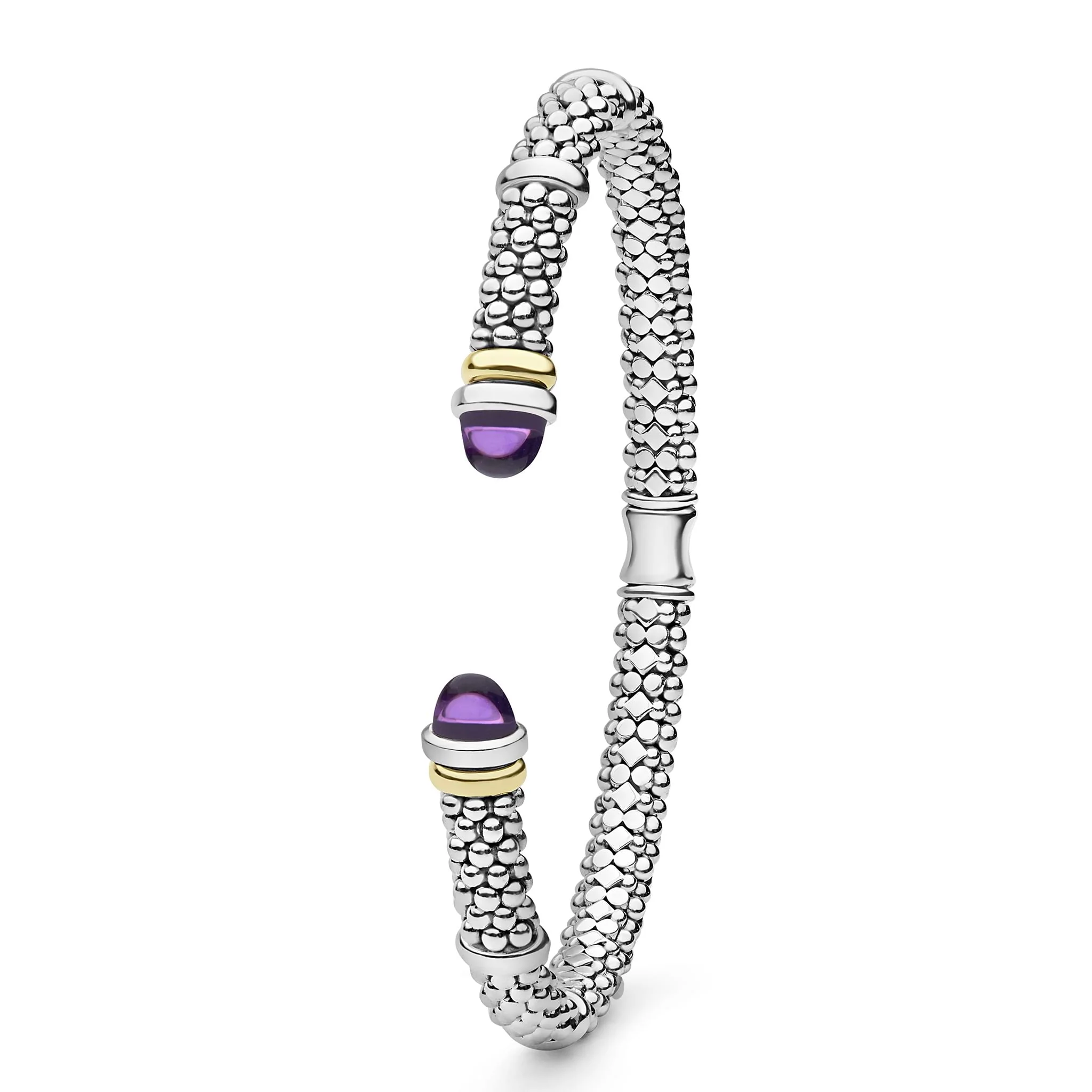Signature Caviar Two-Tone Amethyst Versa Torque Bracelet | 5mm - Image 3