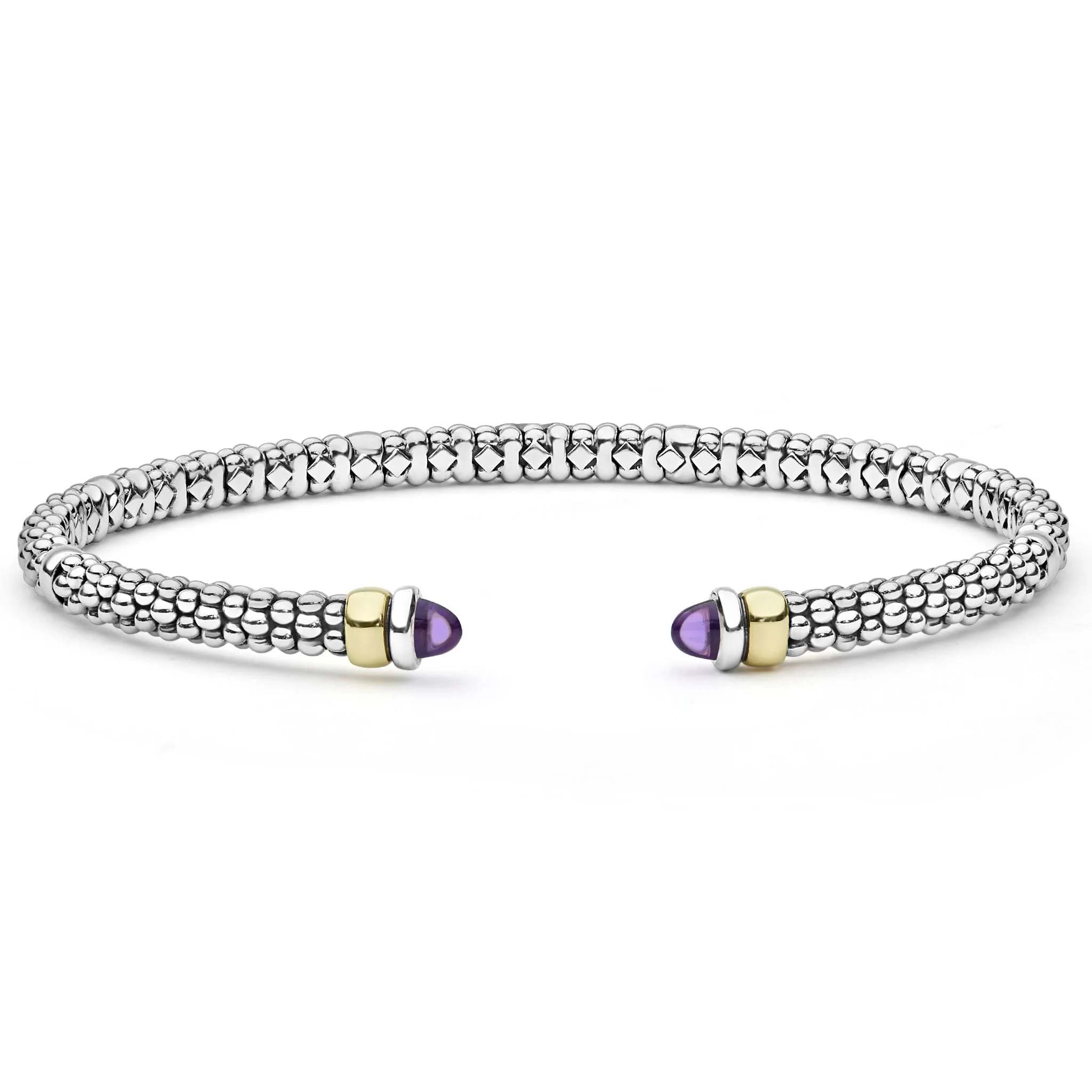 Signature Caviar Two-Tone Amethyst Mini Versa Torque Bracelet | 3mm