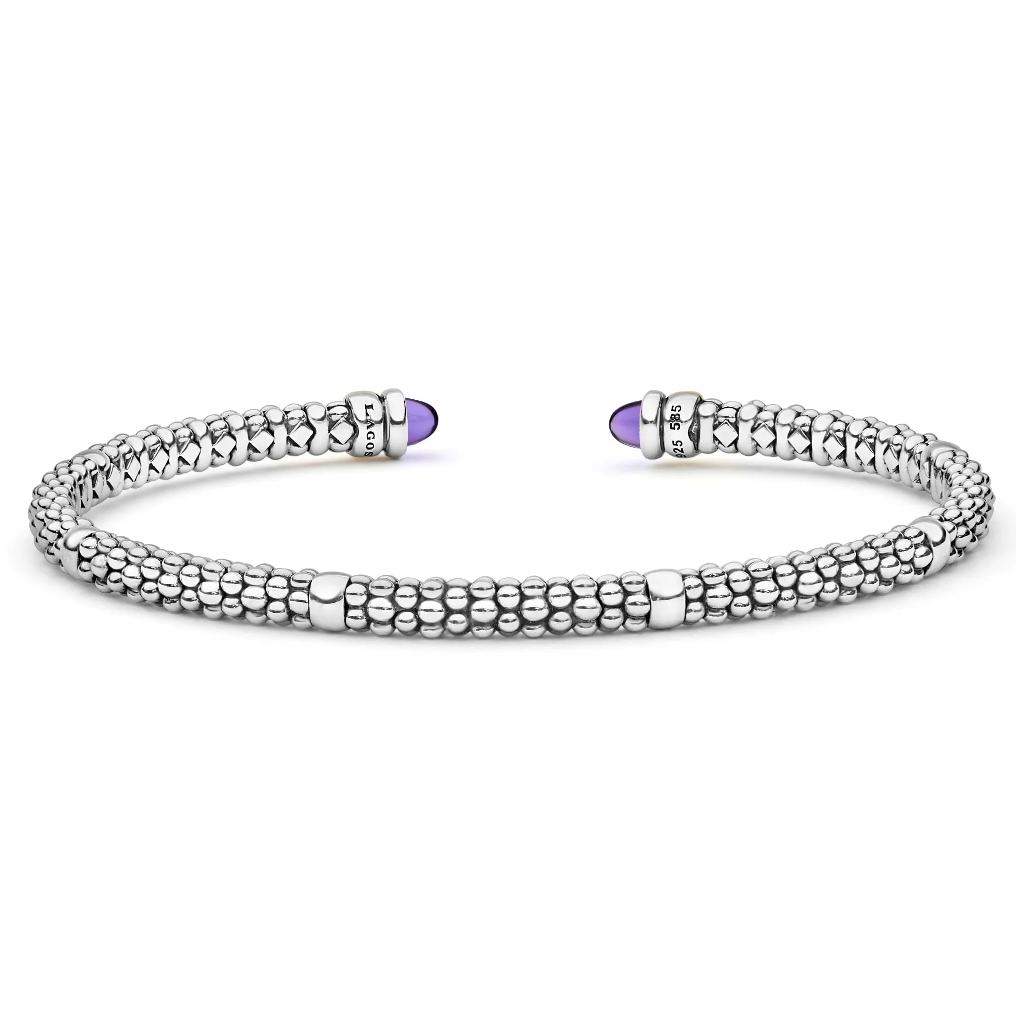 Signature Caviar Two-Tone Amethyst Mini Versa Torque Bracelet | 3mm - Image 2
