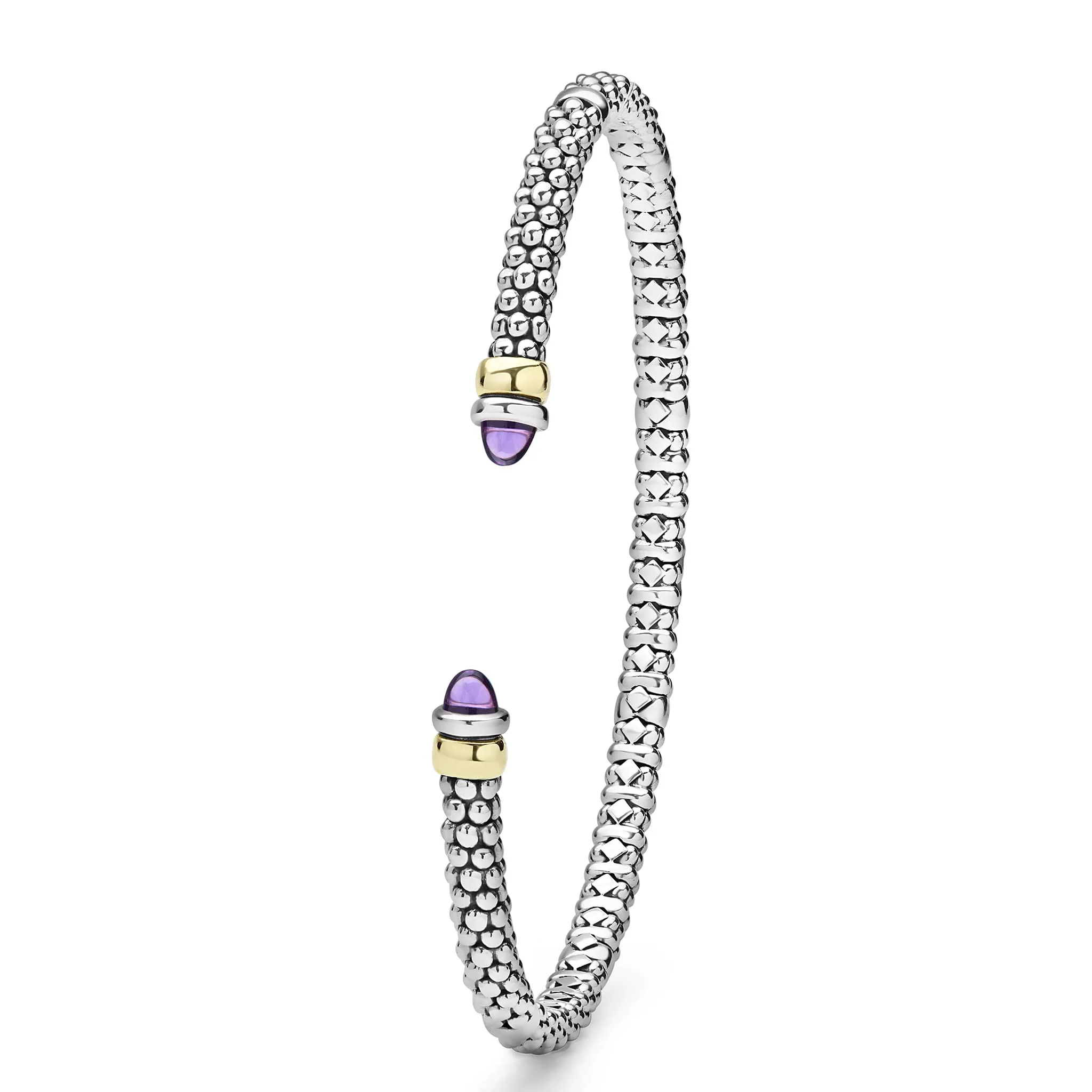 Signature Caviar Two-Tone Amethyst Mini Versa Torque Bracelet | 3mm - Image 3