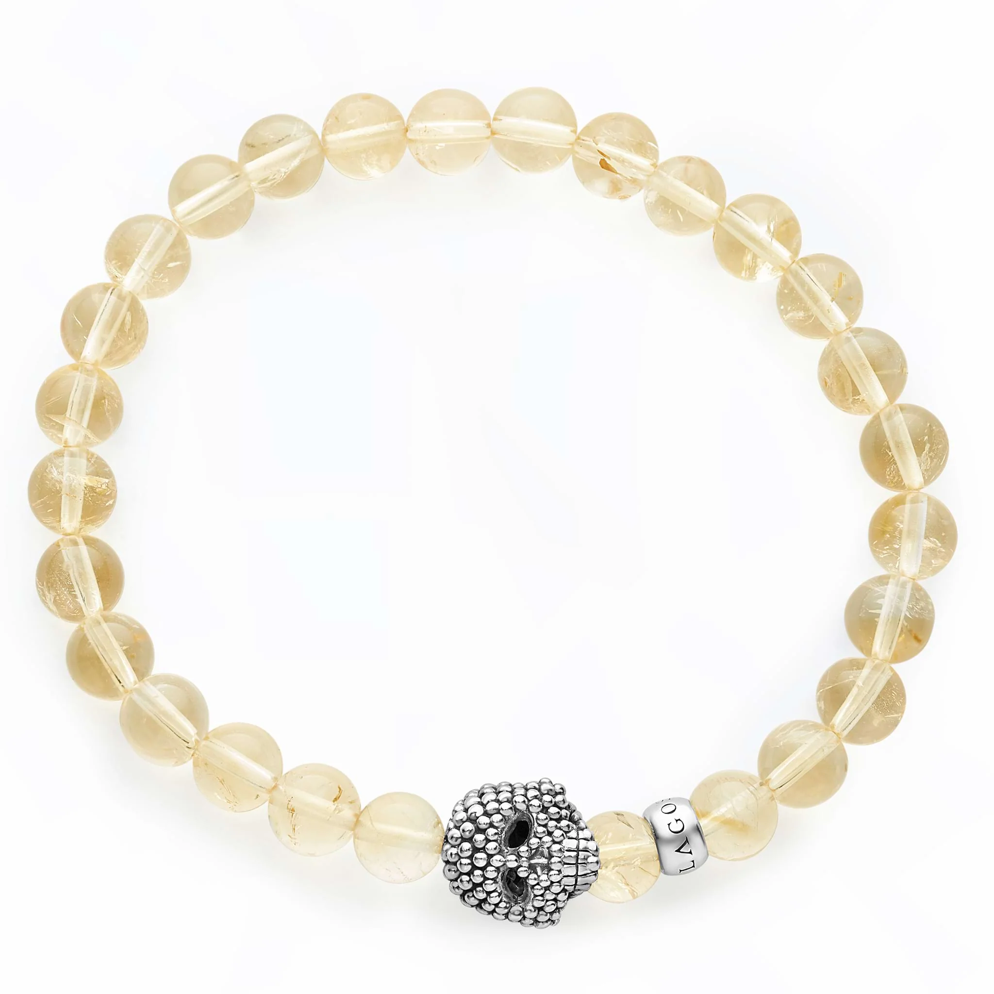 Citrine Caviar Skull Bead Bracelet - Image 3