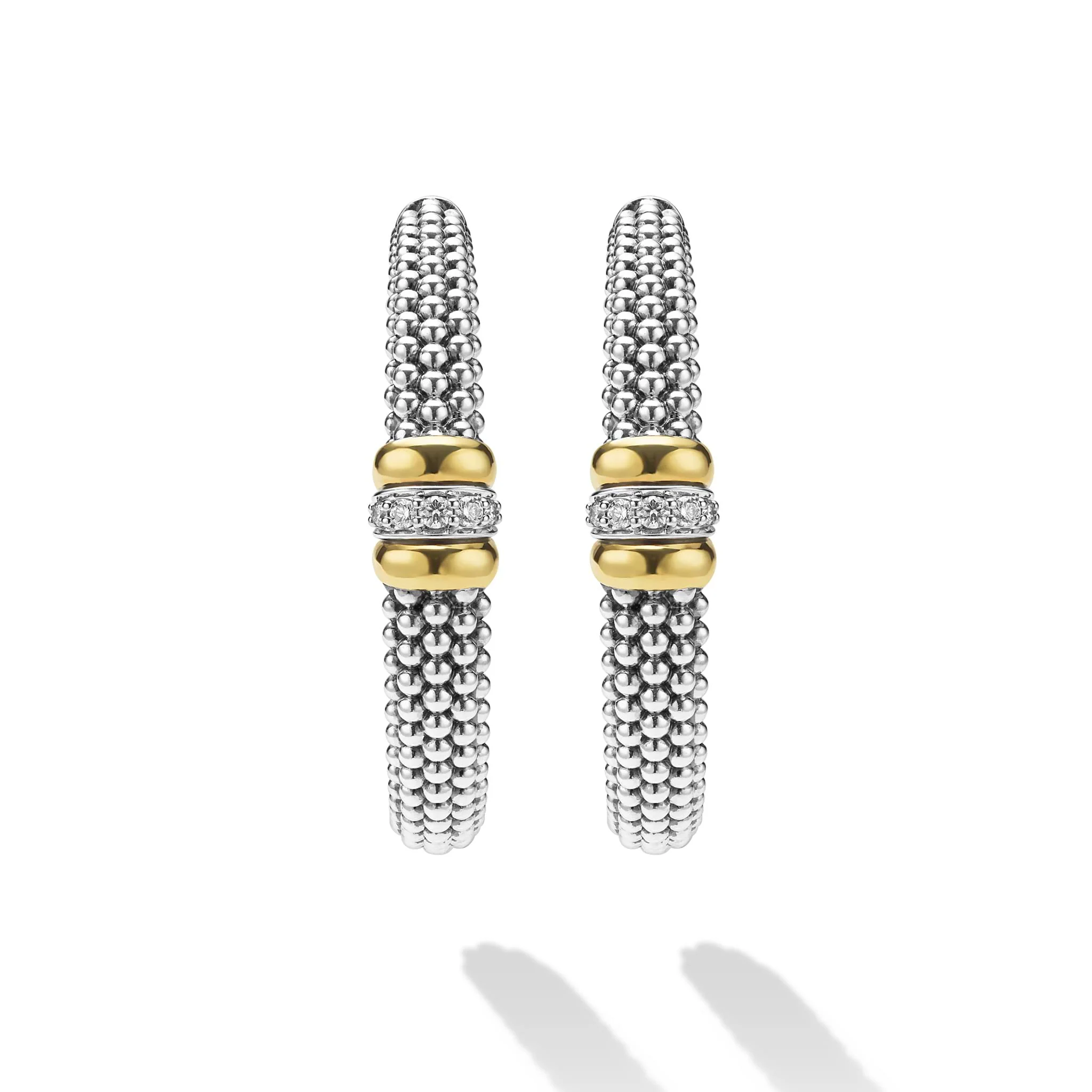 Signature Caviar Large Two-Tone Caviar Diamond Hoop Earrings - Image 4