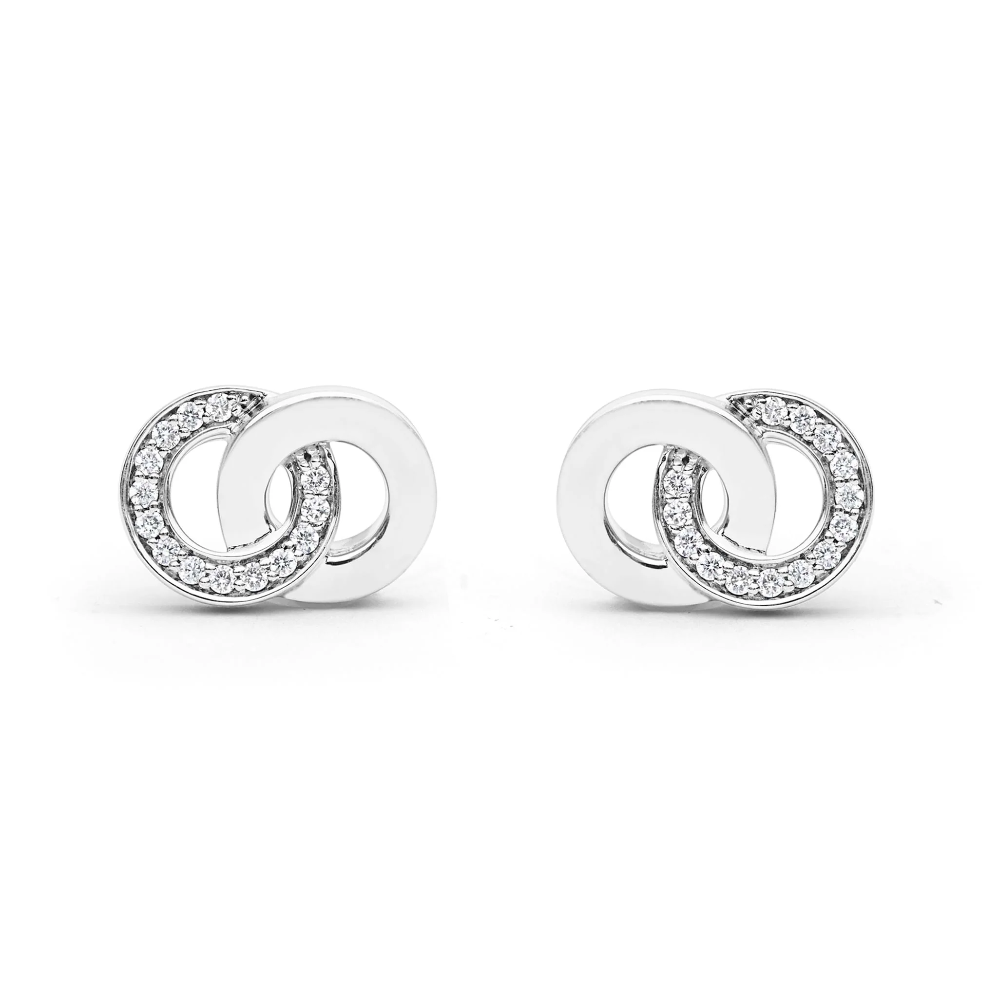 Signature Caviar Silver Interlocking Diamond Stud Earring - Image 3