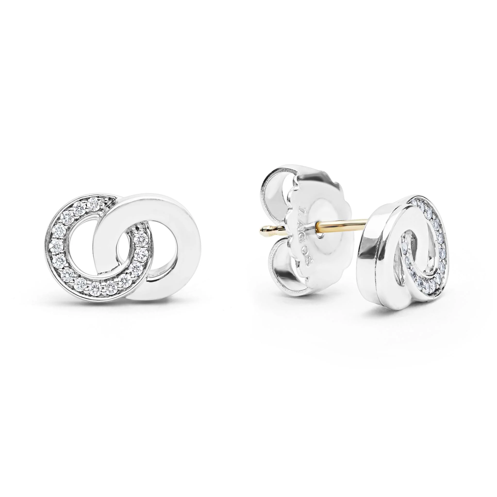Signature Caviar Silver Interlocking Diamond Stud Earring - Image 4