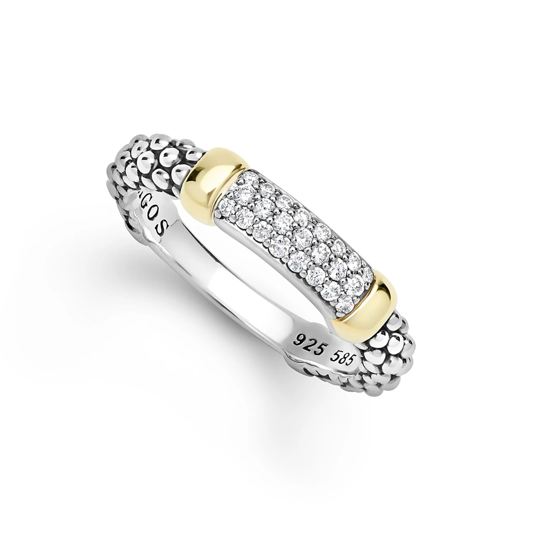 Signature Caviar Two-Tone Medium Diamond Station Ring
