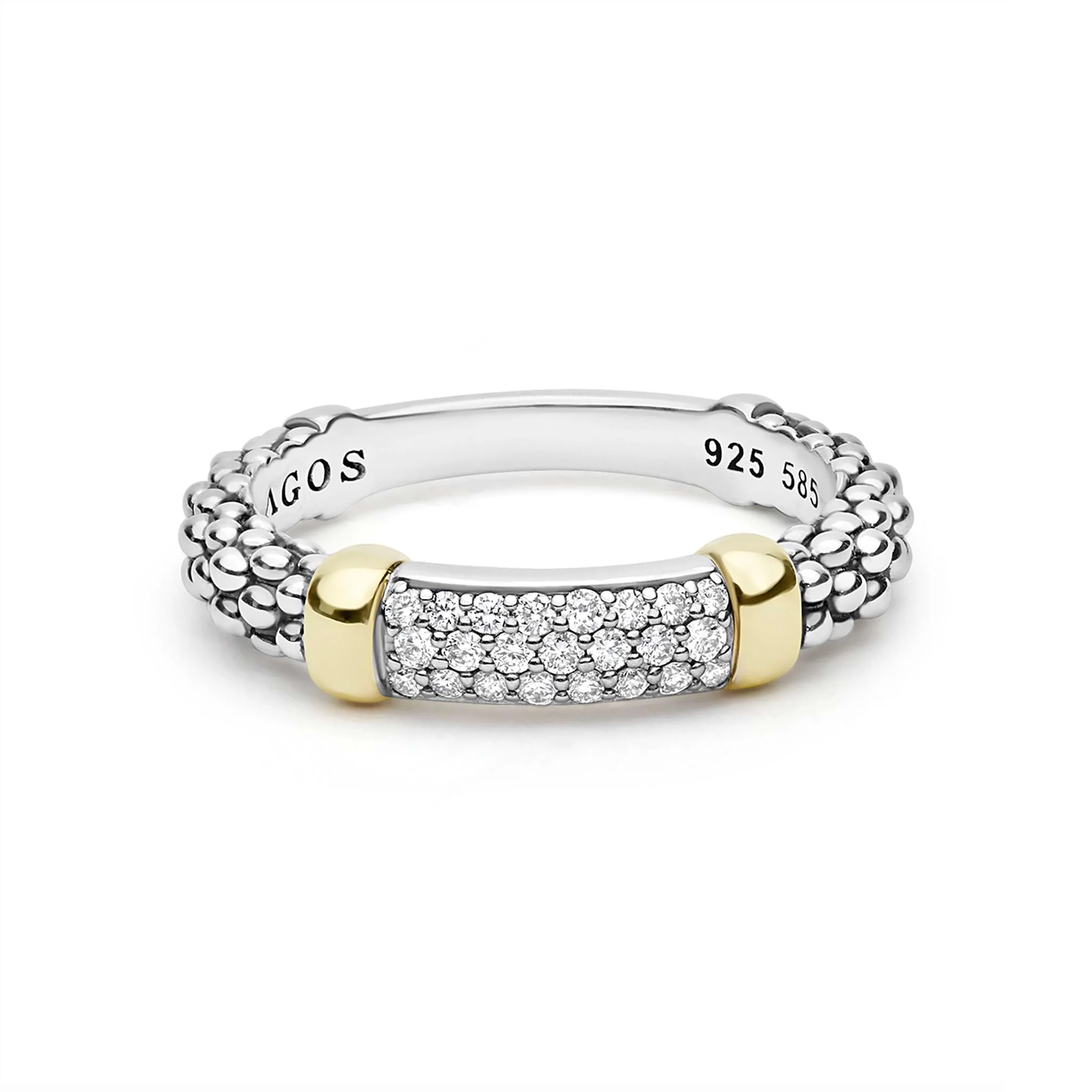 Signature Caviar Two-Tone Medium Diamond Station Ring - Image 2