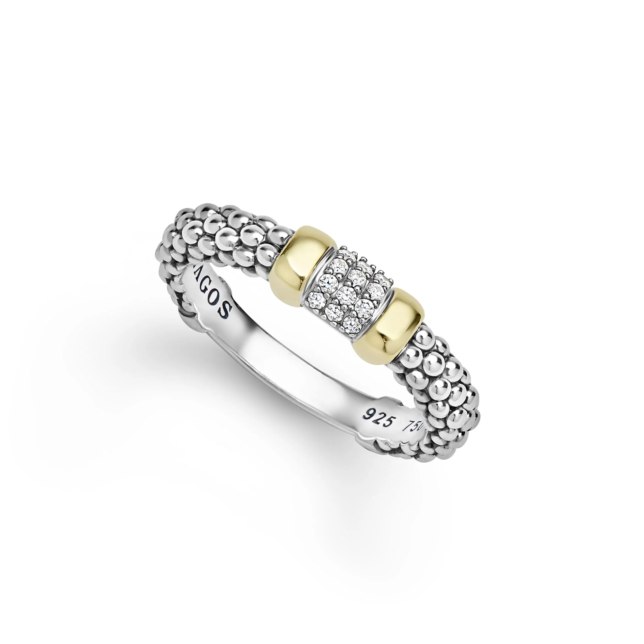 Signature Caviar Two-Tone Small Diamond Station Ring