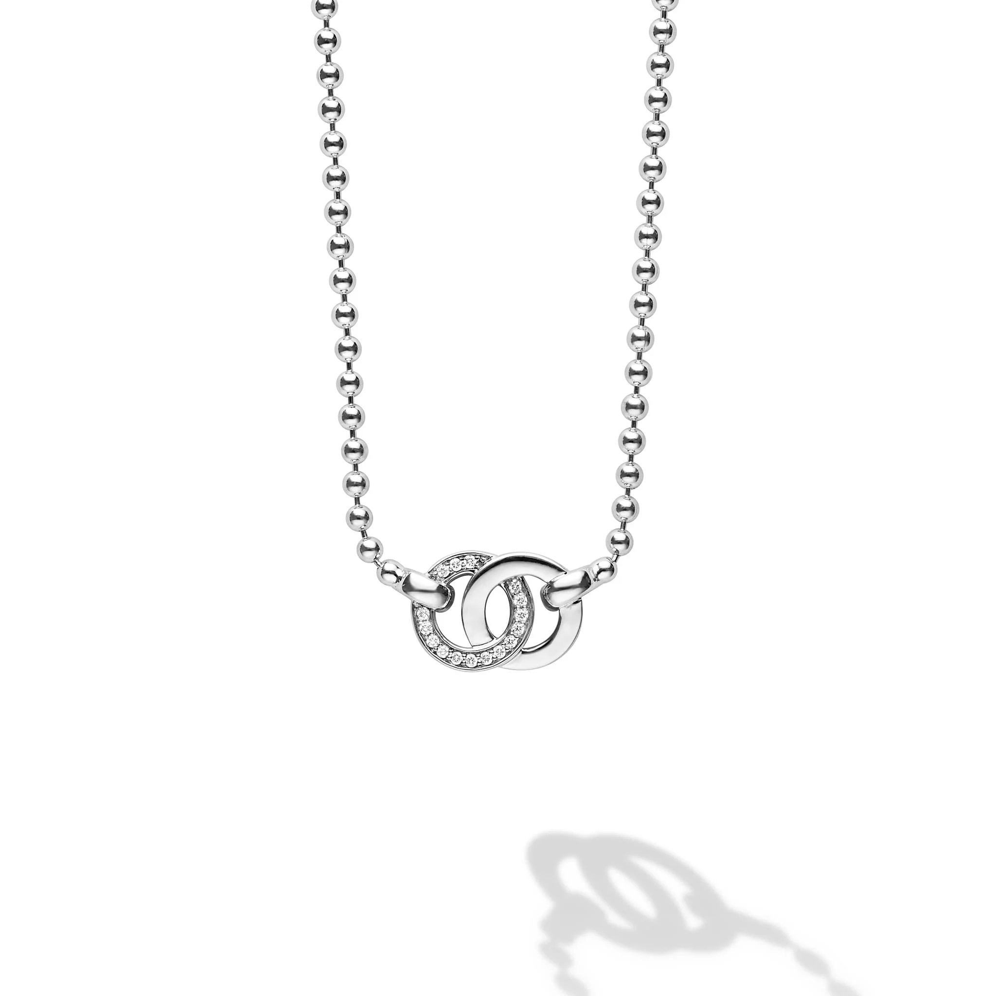 Signature Caviar Silver Interlocking Diamond Pendant Necklace