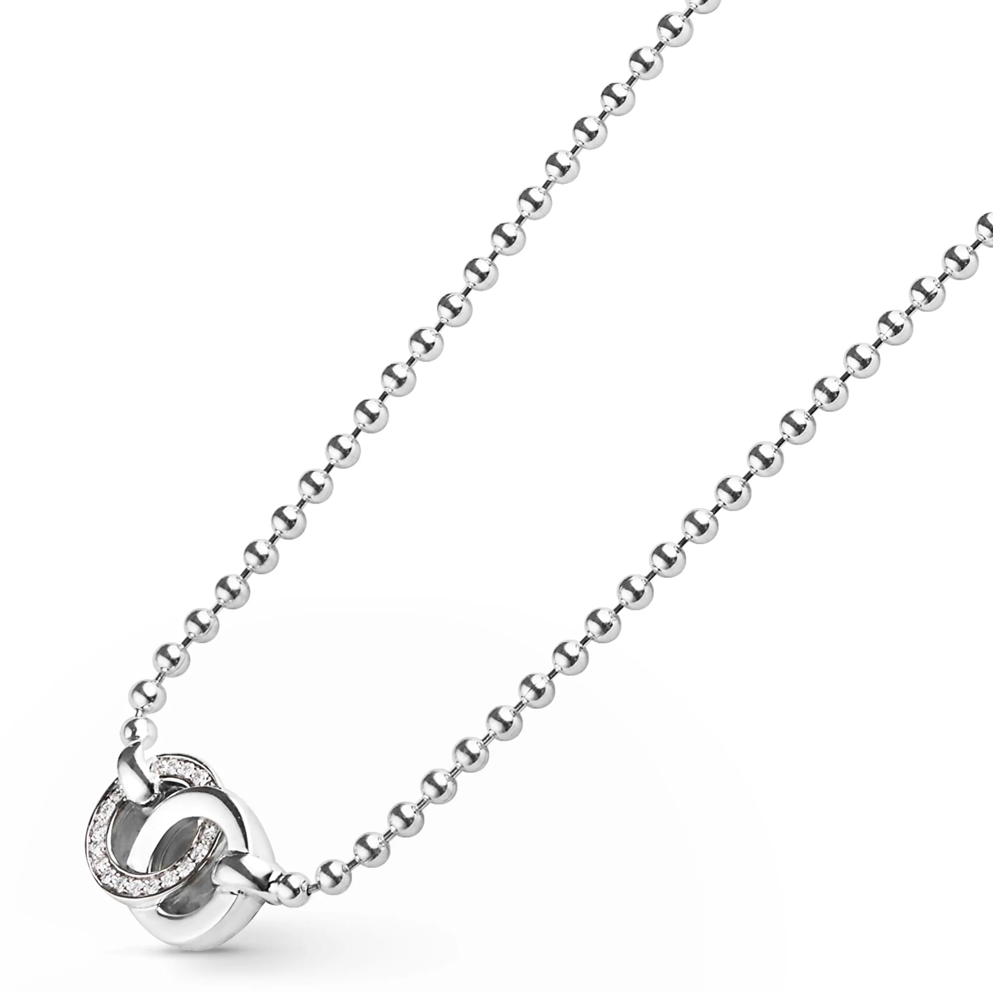 Signature Caviar Silver Interlocking Diamond Pendant Necklace - Image 4