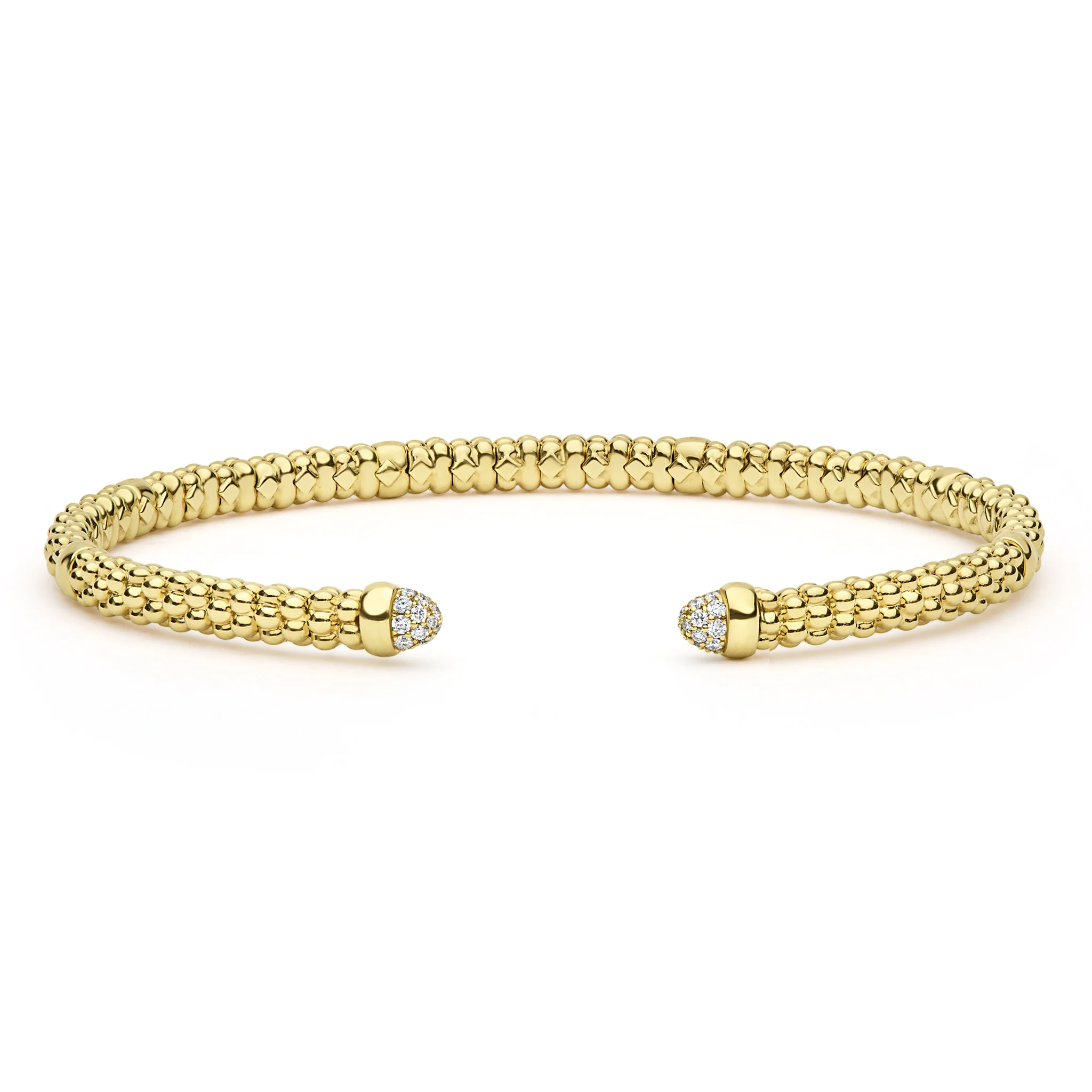 Signature Caviar 18K Gold Diamond Mini Versa Torque Bracelet | 3mm