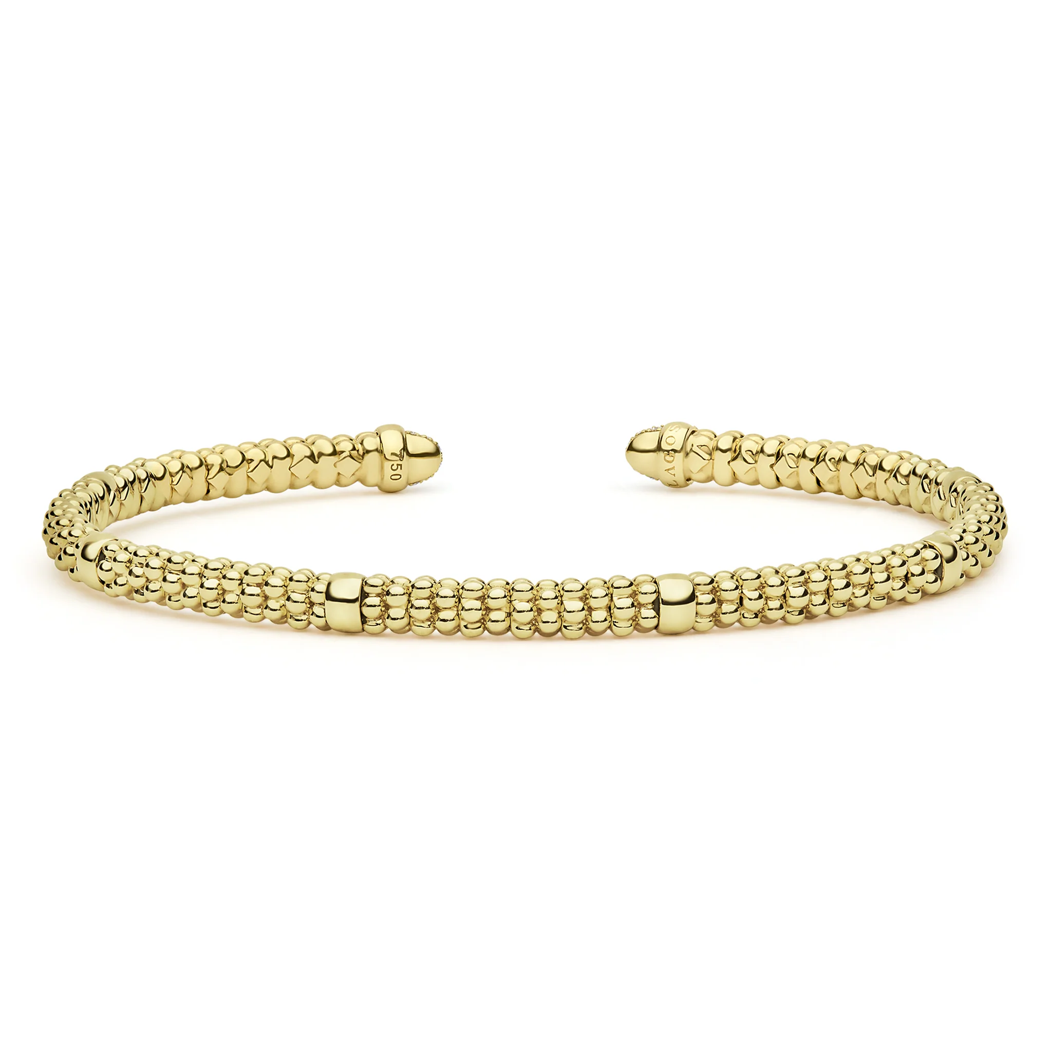 Signature Caviar 18K Gold Diamond Mini Versa Torque Bracelet | 3mm - Image 2