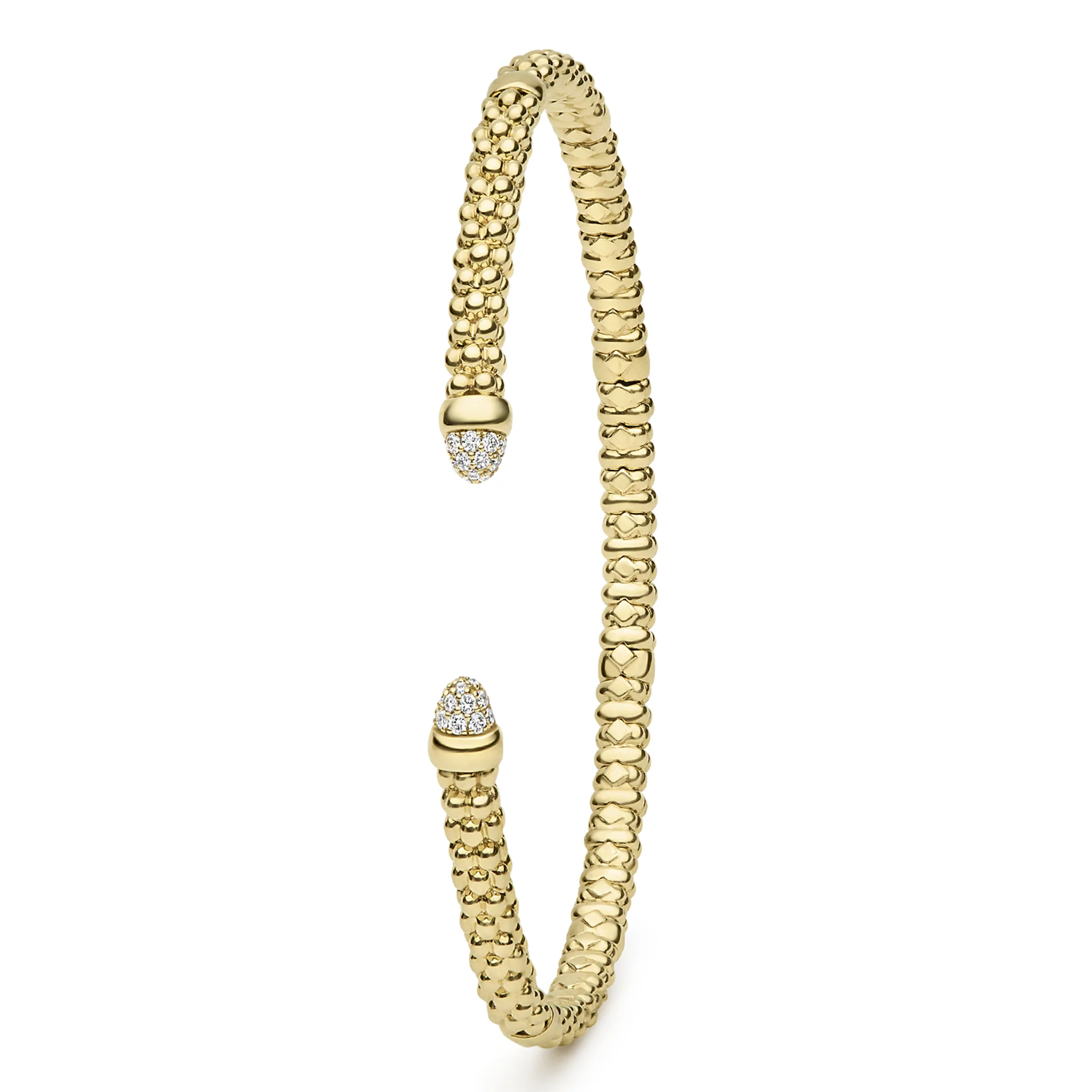 Signature Caviar 18K Gold Diamond Mini Versa Torque Bracelet | 3mm - Image 3