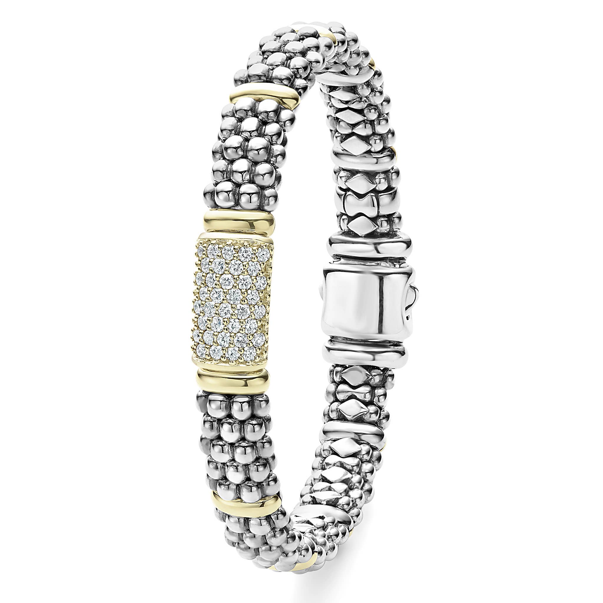 Signature Caviar Two-Tone Caviar Diamond Bracelet | 9mm - Image 3