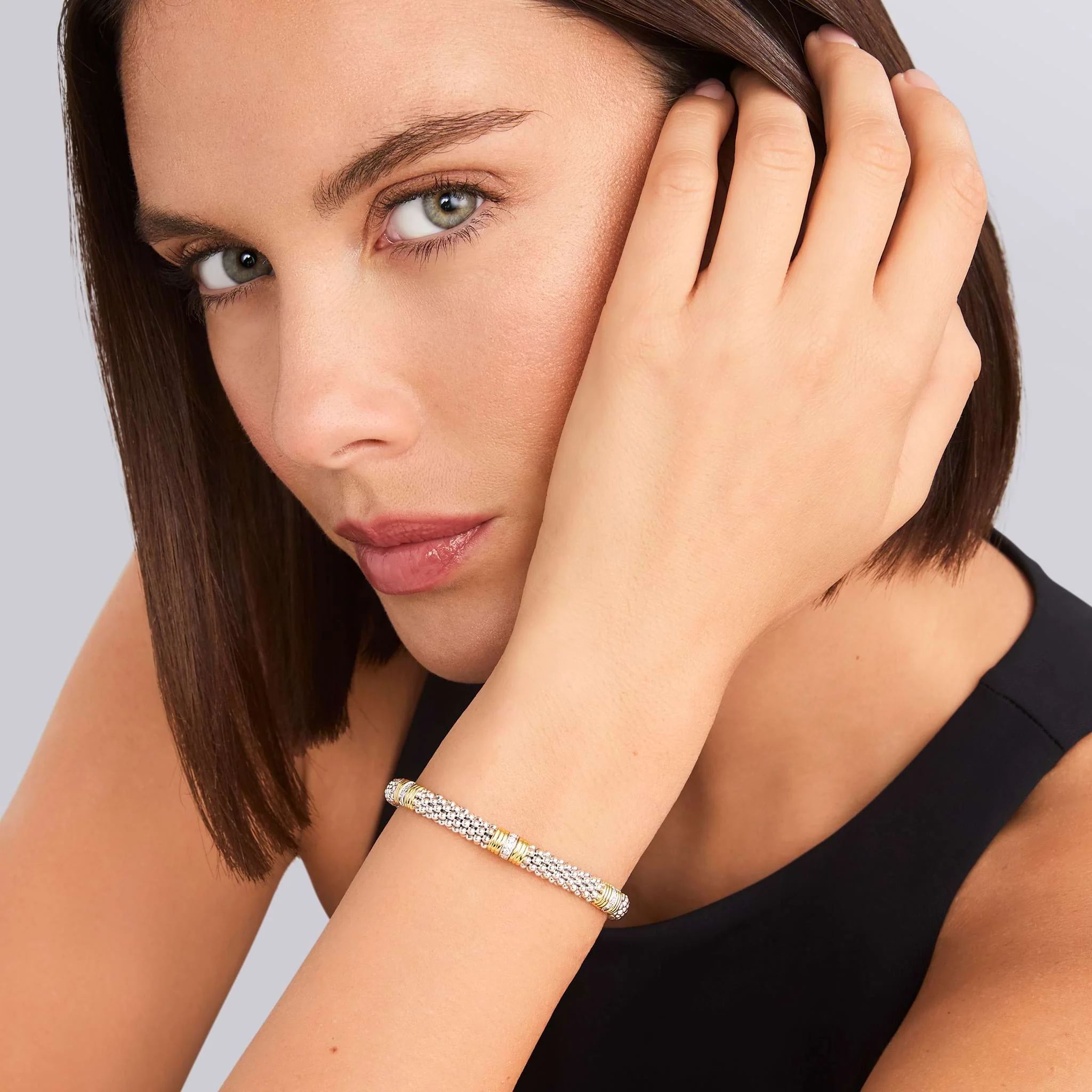 Signature Caviar Triple Diamond Station Caviar Bracelet | 6mm - Image 2