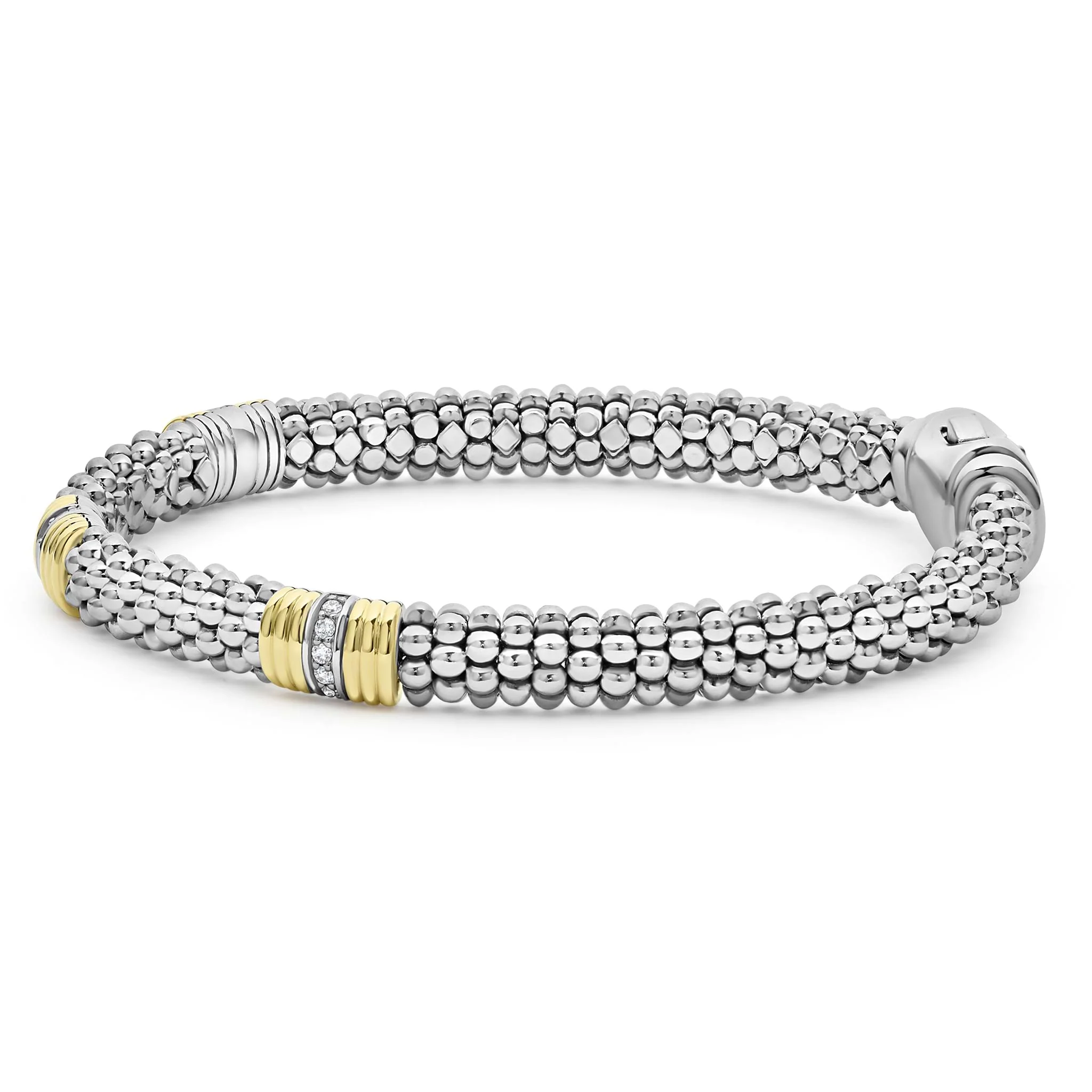 Signature Caviar Triple Diamond Station Caviar Bracelet | 6mm - Image 3