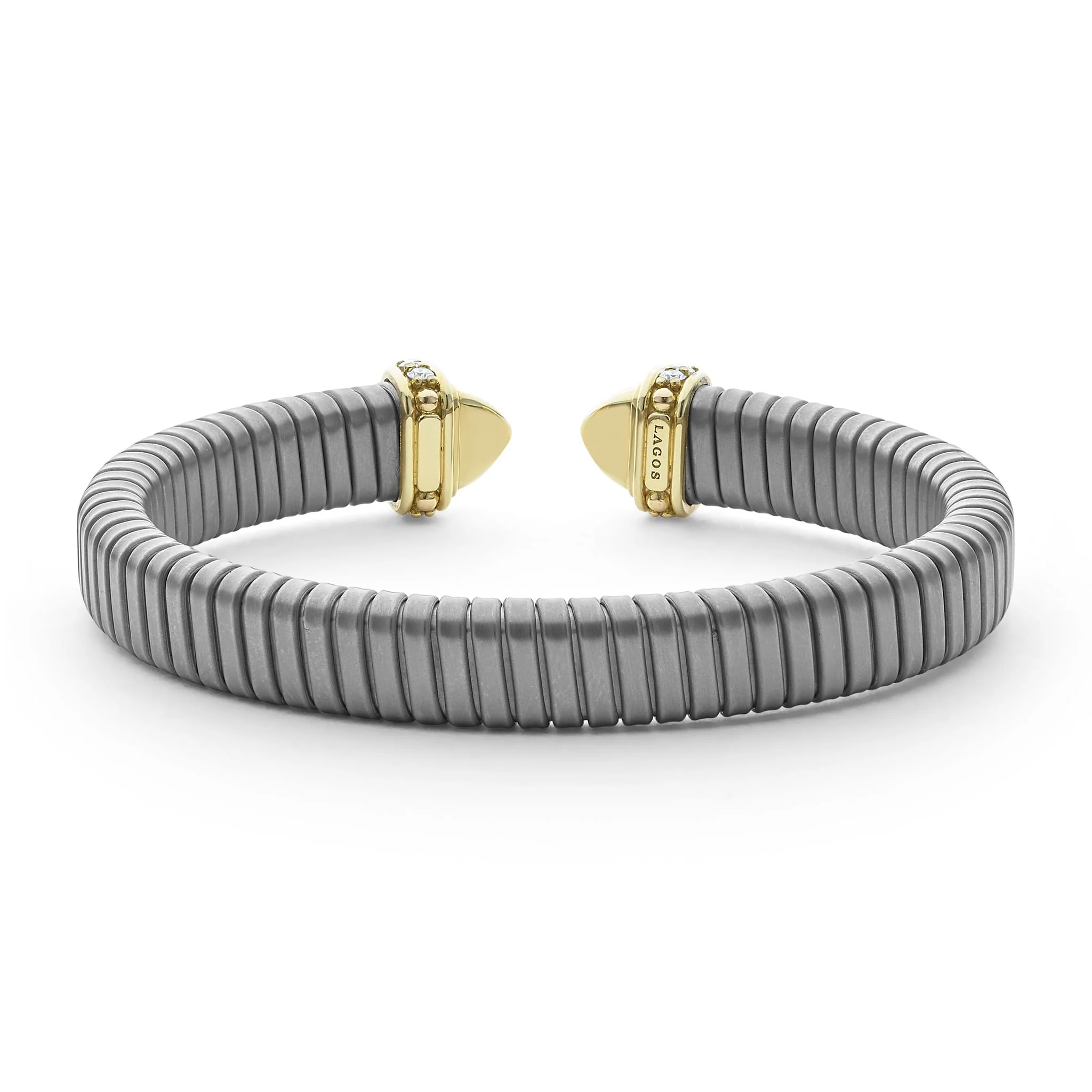 Signature Caviar Titanium Diamond Cuff Bracelet | 9mm - Image 4