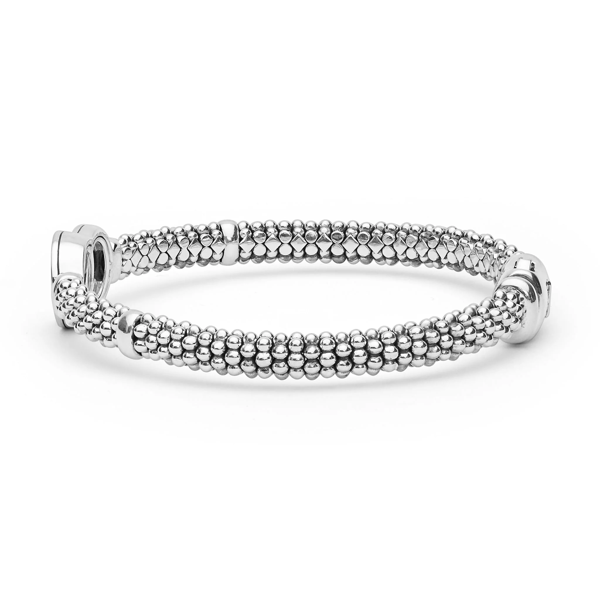 Signature Caviar Silver Interlocking Diamond Caviar Bracelet | 6mm - Image 3
