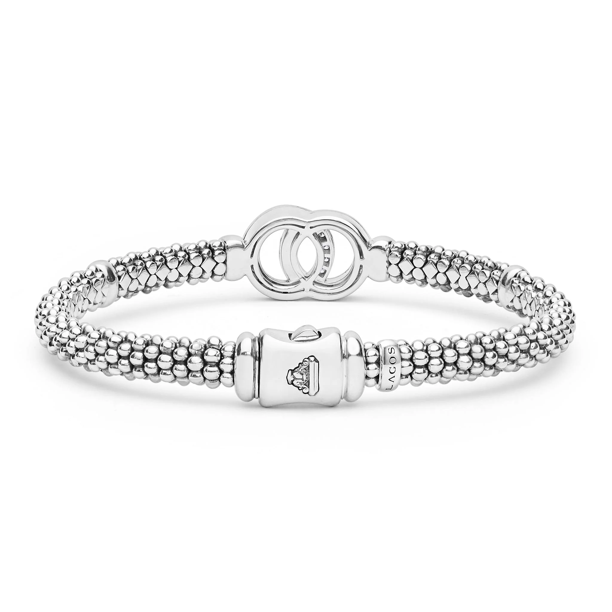 Signature Caviar Silver Interlocking Diamond Caviar Bracelet | 6mm - Image 4