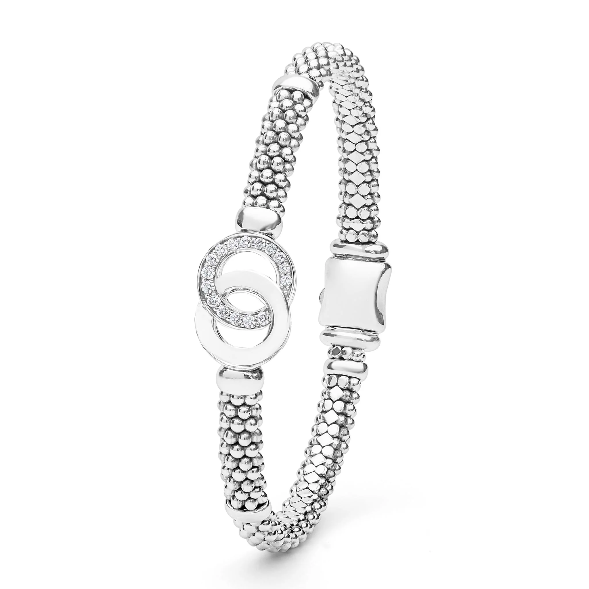 Signature Caviar Silver Interlocking Diamond Caviar Bracelet | 6mm - Image 5