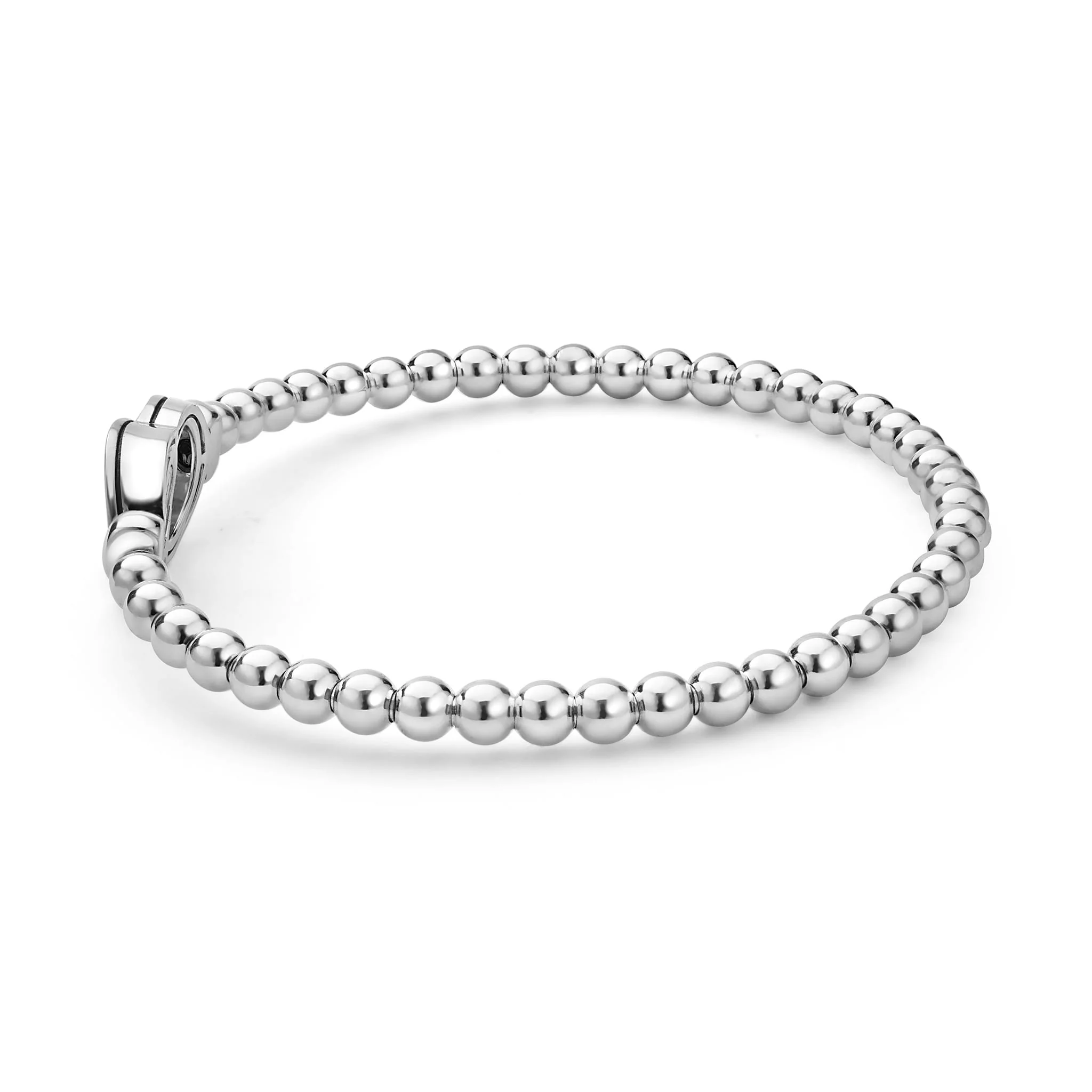 Signature Caviar Silver Interlocking Diamond Stretch Bracelet - Image 3