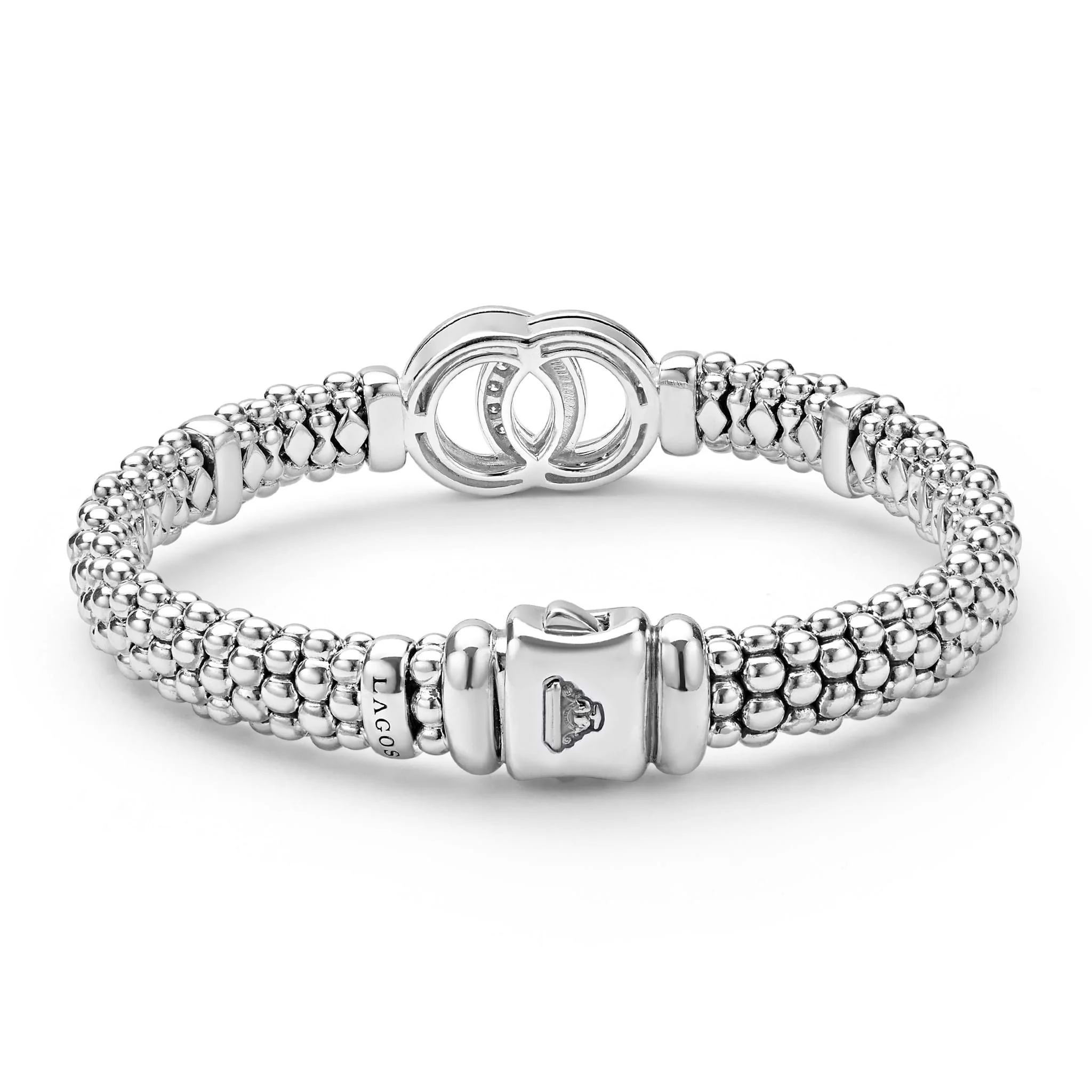 Signature Caviar Silver Interlocking Diamond Caviar Bracelet | 9mm - Image 4