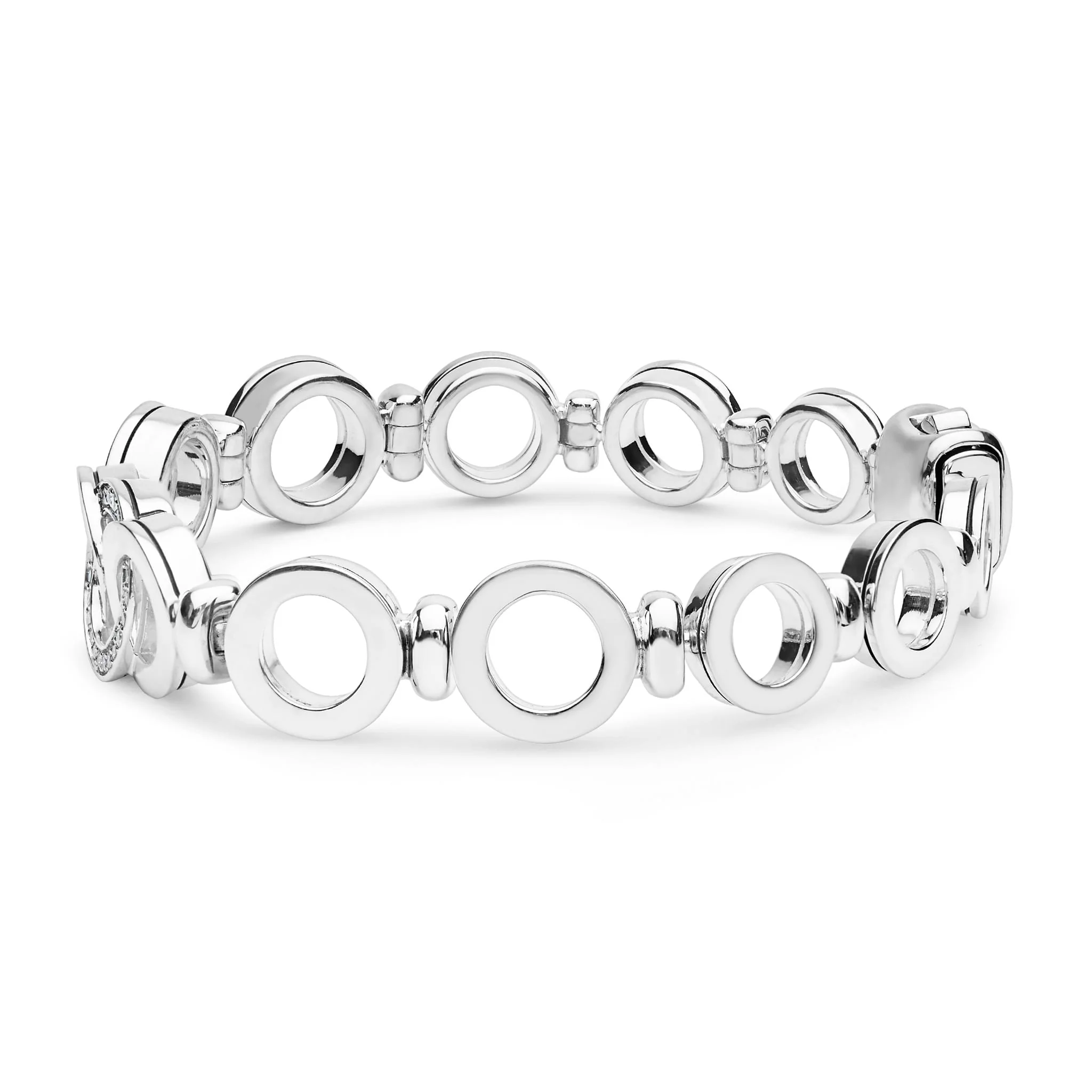 Signature Caviar Silver Interlocking Diamond Link Bracelet - Image 3