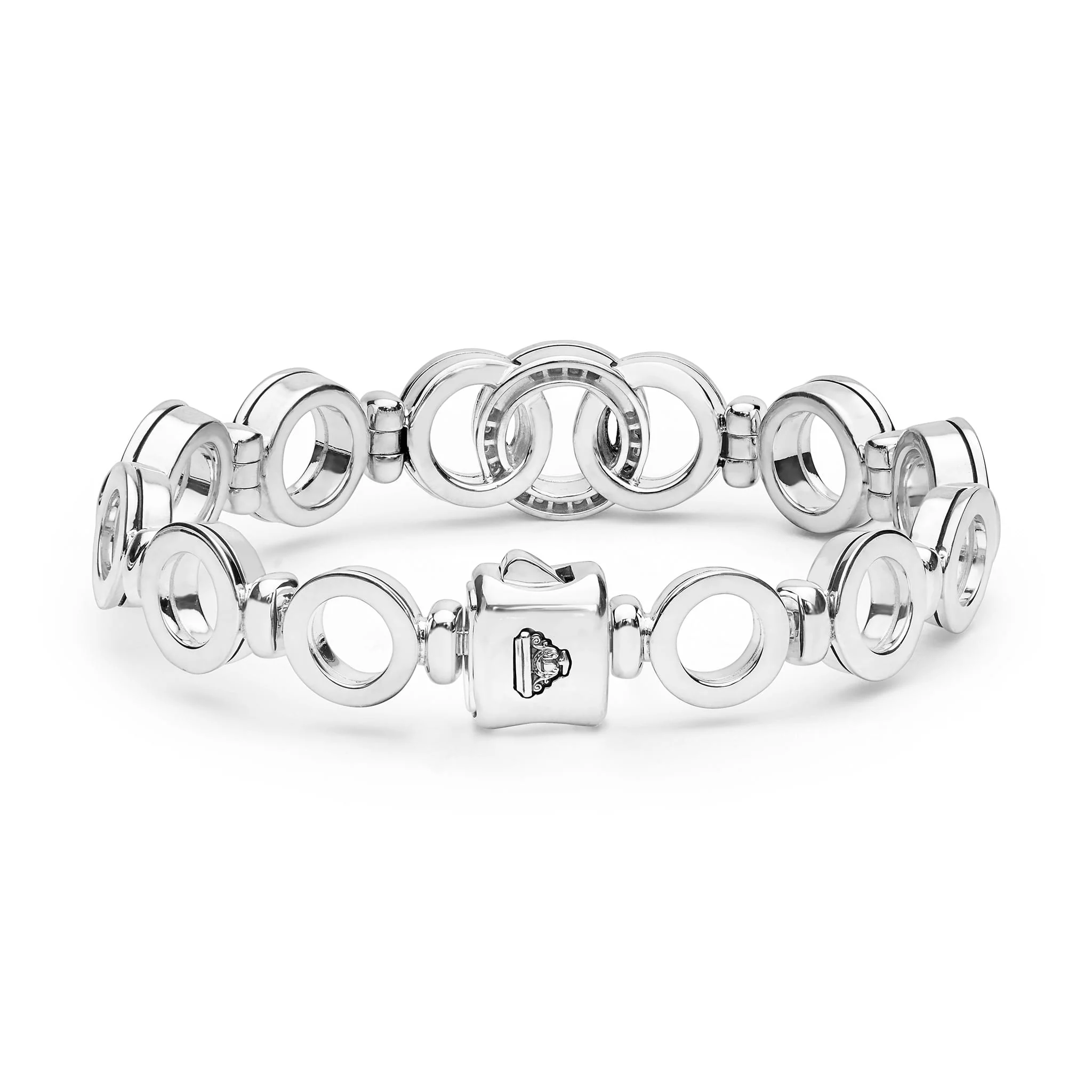 Signature Caviar Silver Interlocking Diamond Link Bracelet - Image 4