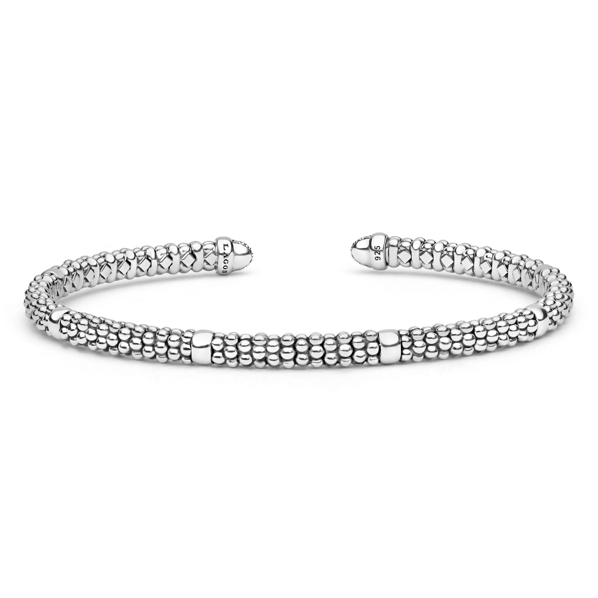 Signature Caviar Sterling Silver Diamond Mini Versa Torque Bracelet | 3mm - Image 4