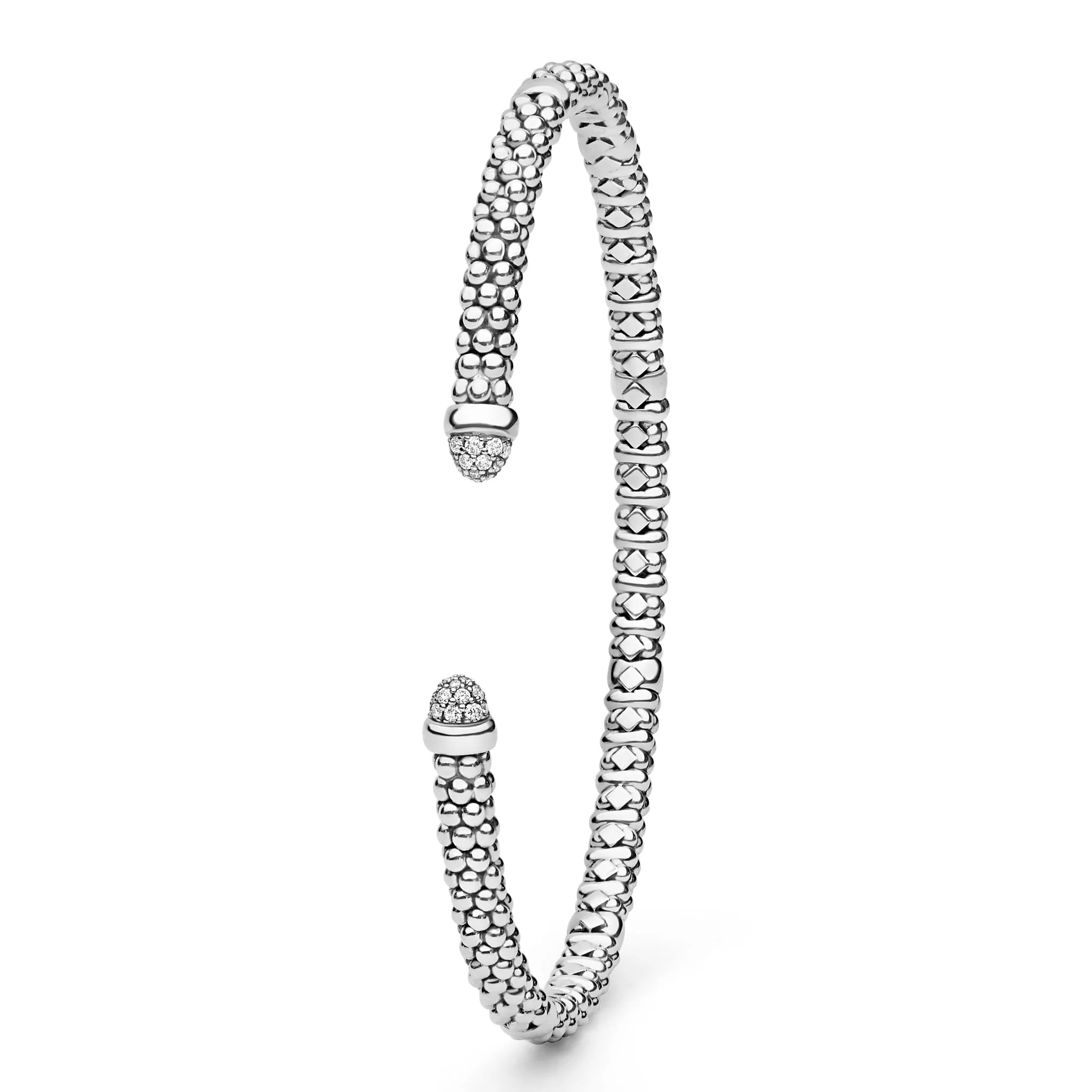 Signature Caviar Sterling Silver Diamond Mini Versa Torque Bracelet | 3mm - Image 5
