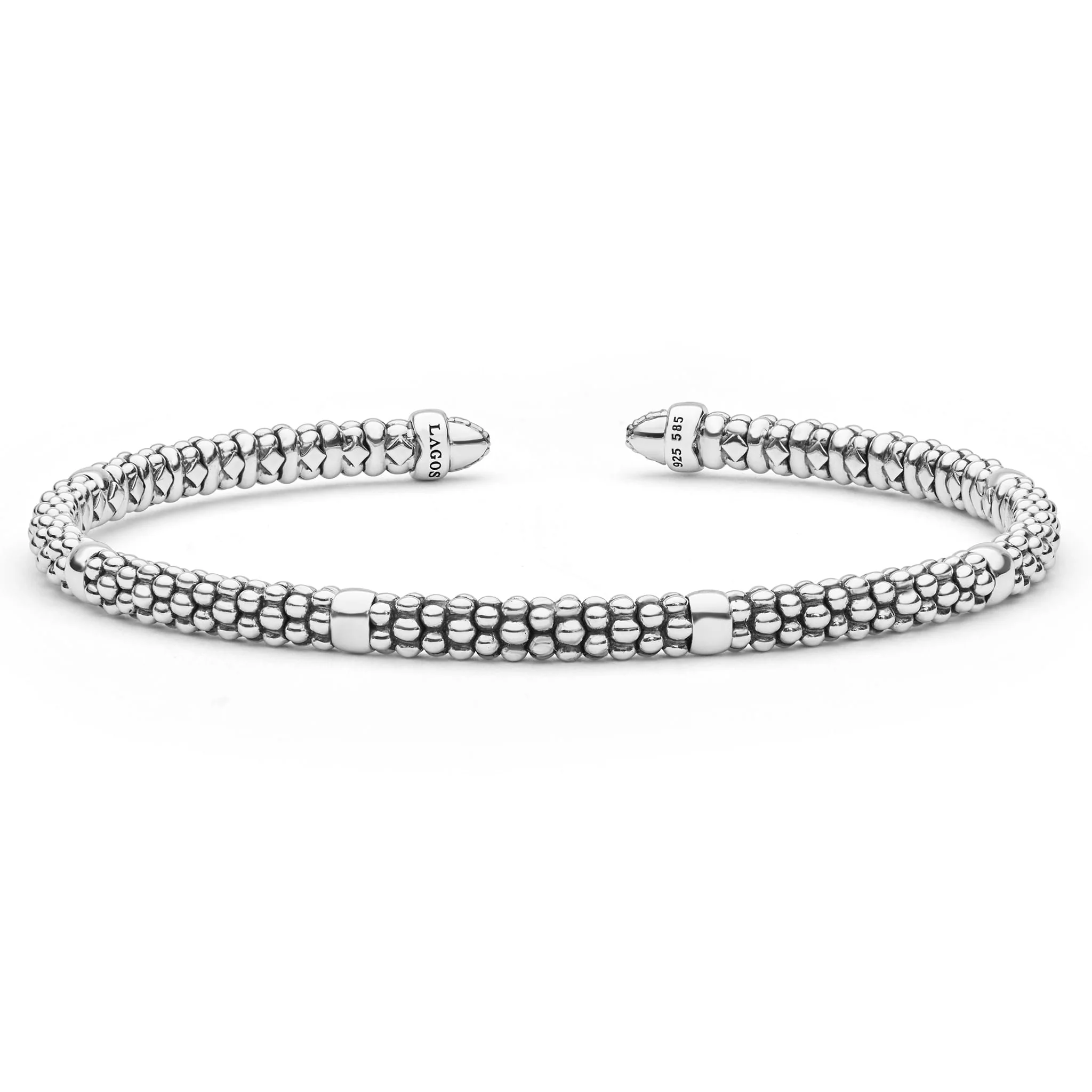 Signature Caviar Two-Tone Diamond Mini Versa Torque Bracelet | 3mm - Image 2