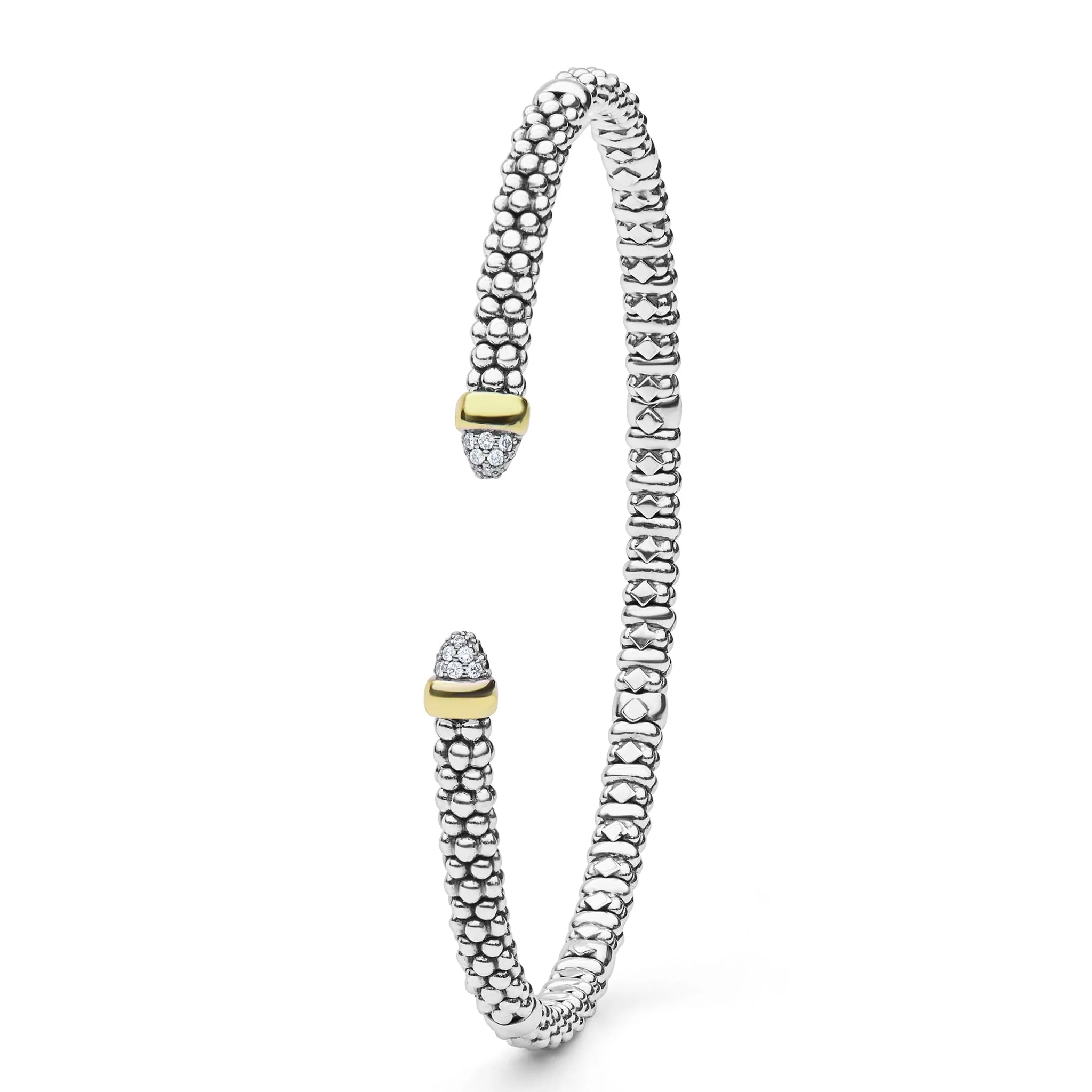 Signature Caviar Two-Tone Diamond Mini Versa Torque Bracelet | 3mm - Image 3