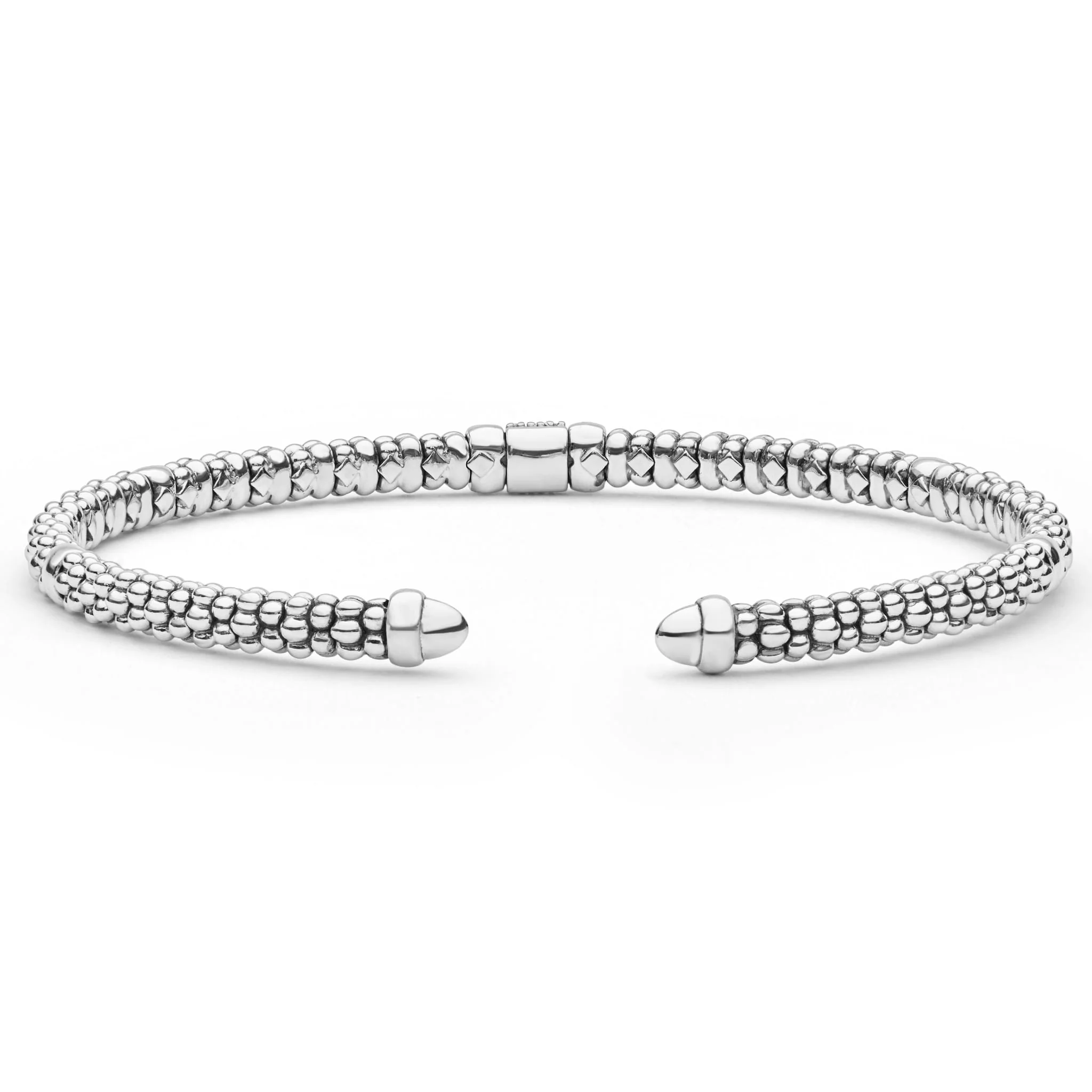 Signature Caviar Two-Tone Small Diamond Station Mini Versa Torque Bracelet | 3mm - Image 2