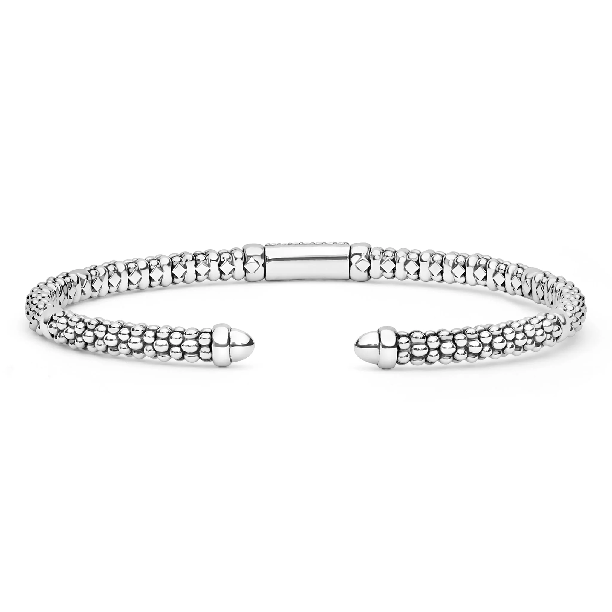 Signature Caviar Two-Tone Medium Diamond Station Mini Versa Torque Bracelet | 3mm - Image 2