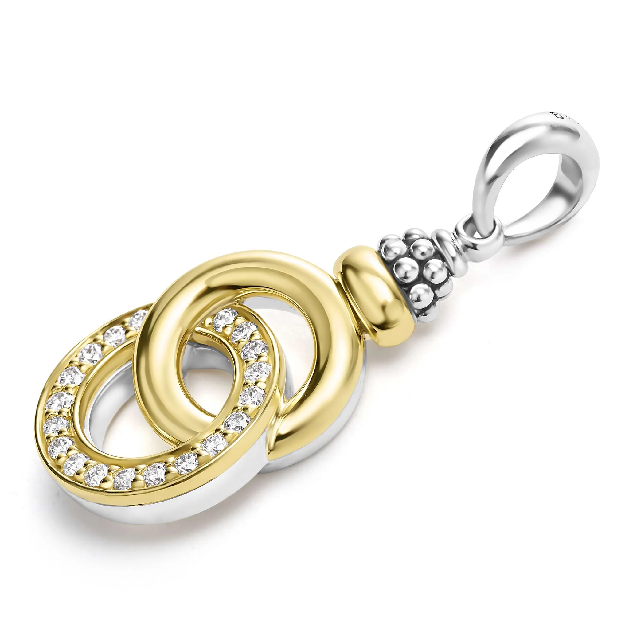 Signature Caviar Two-Tone Interlocking Diamond Pendant - Image 3