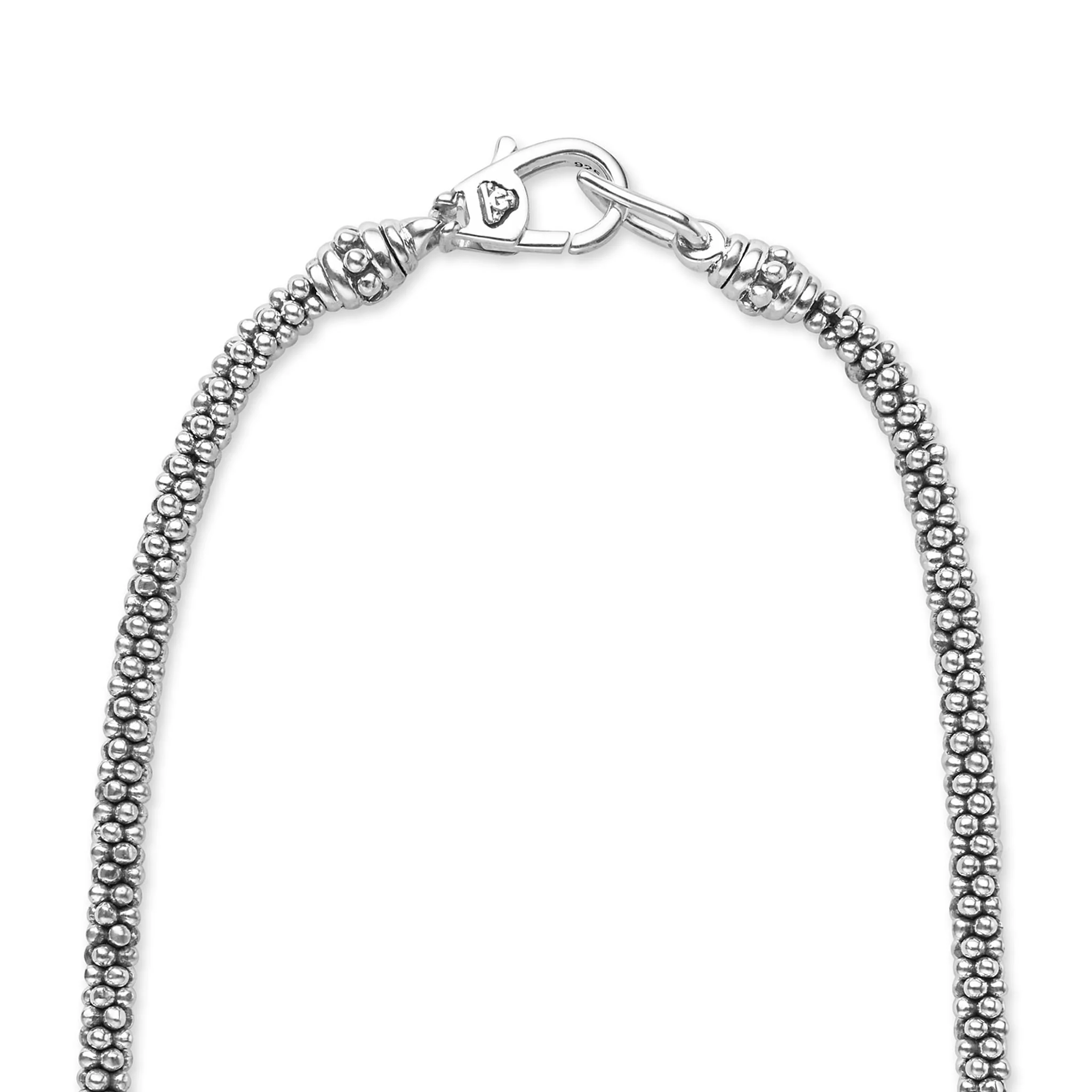 Signature Caviar Silver Interlocking Diamond Caviar Pendant Necklace - Image 5