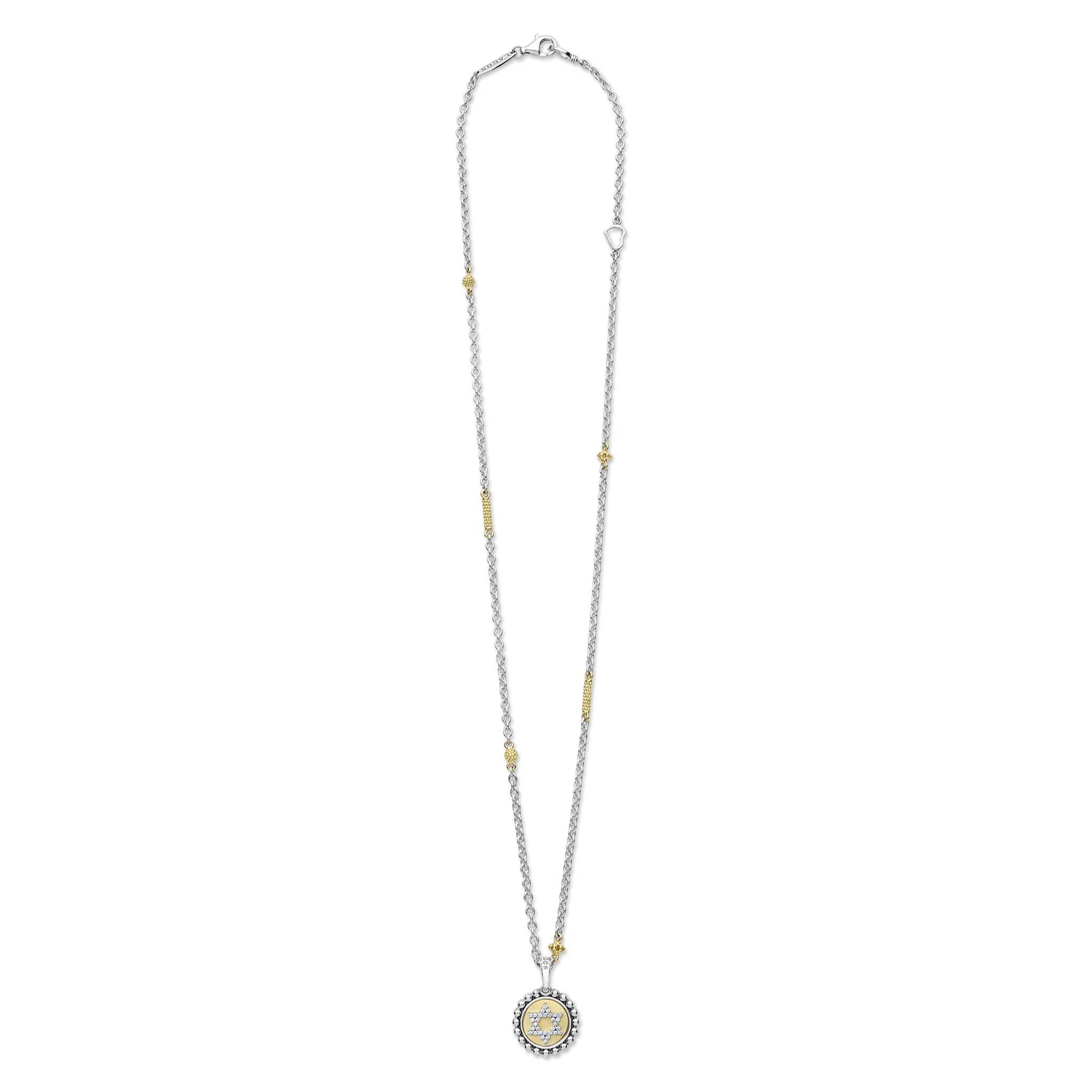 Signature Caviar Two-Tone Star of David Diamond Charm Necklace - Image 3