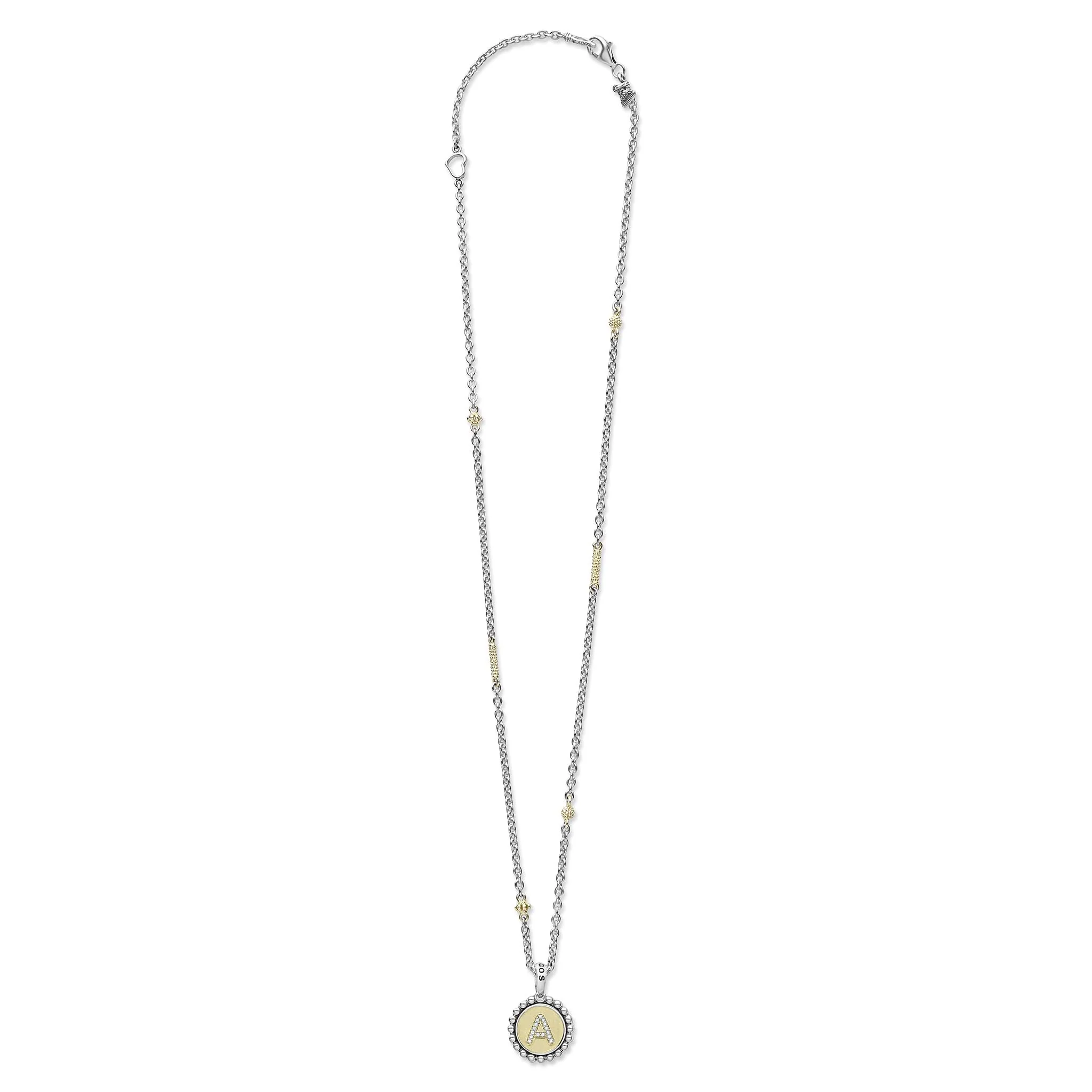 Signature Caviar A Initial Diamond Charm Necklace - Image 3